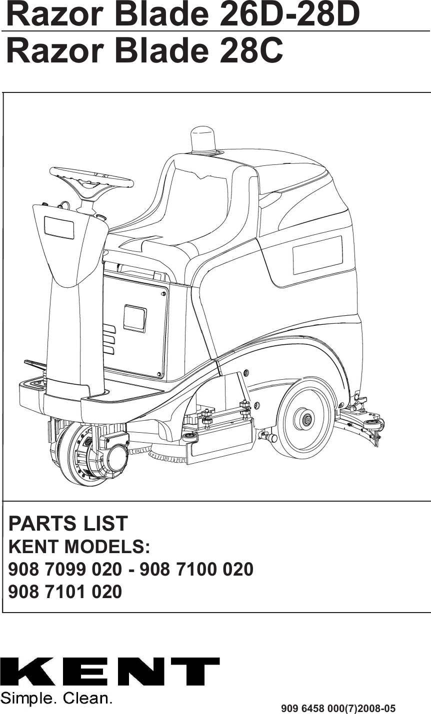 Kent razor blade 28c rider floor scrubber parts manual