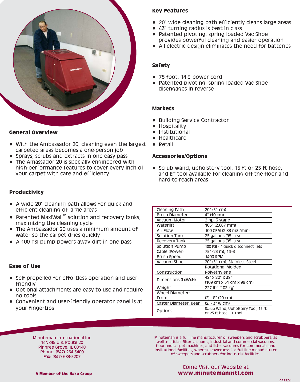 Page 2 of 2 - Ambassador 20.qxp  Minuteman-ambassador-20-carpet-extractor-brochure-and-specifications