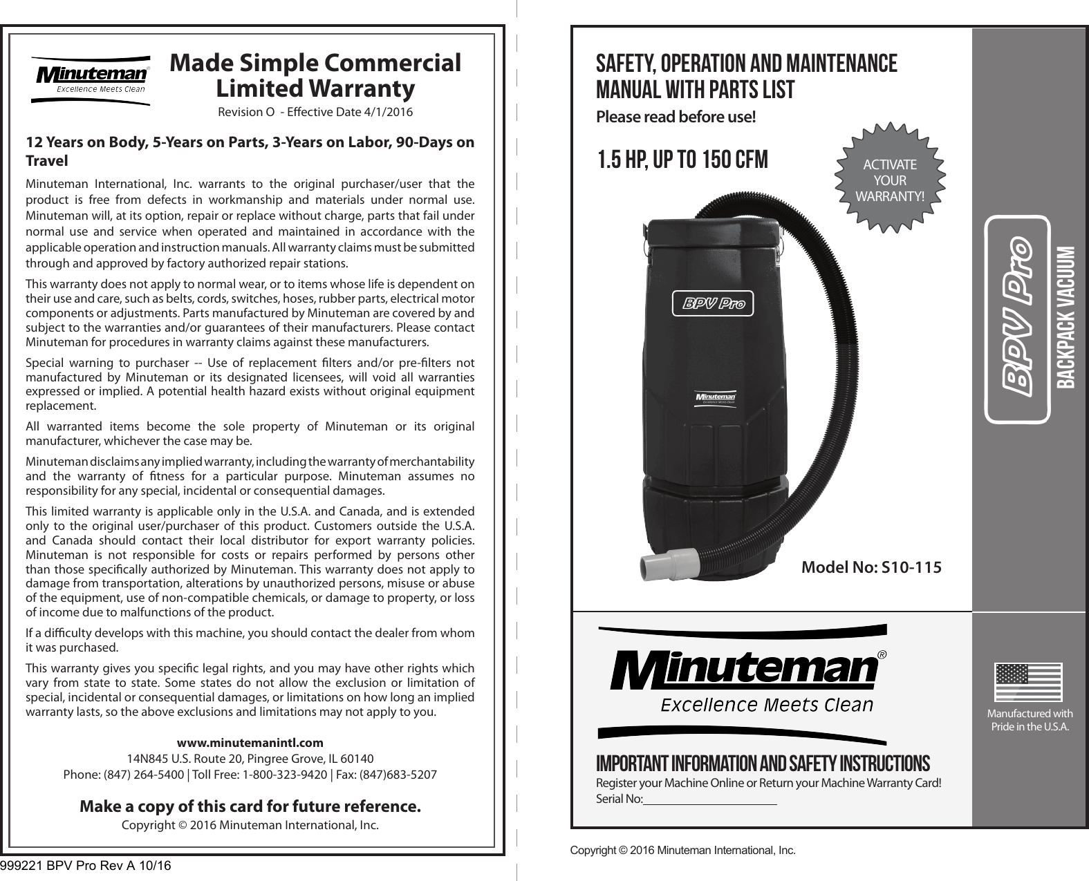 minuteman backpack vacuum