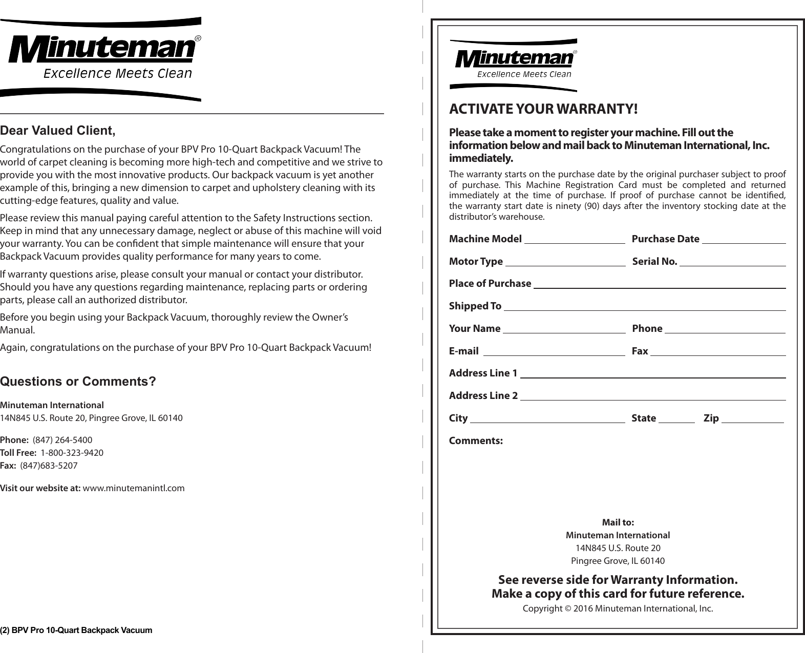 Page 2 of 8 - Minuteman-backpack-series-vacuum-parts-and-operator-manual