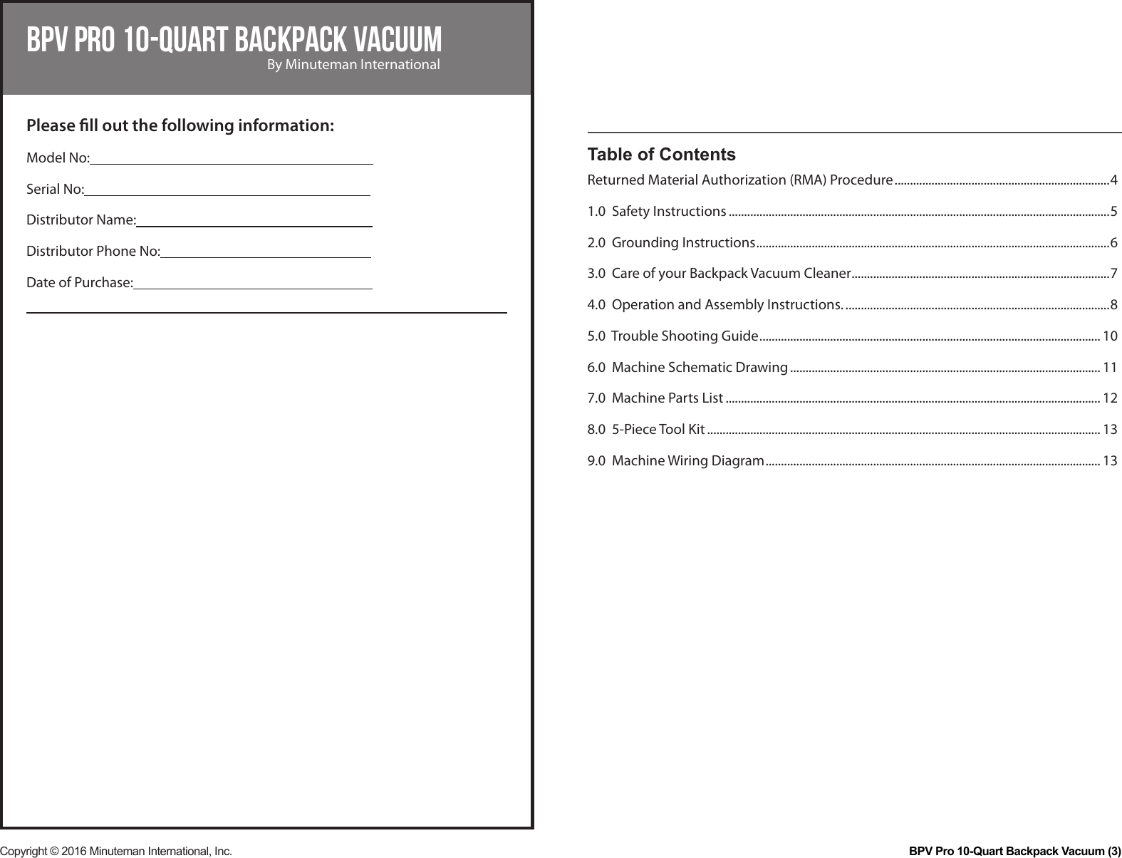 Page 3 of 8 - Minuteman-backpack-series-vacuum-parts-and-operator-manual