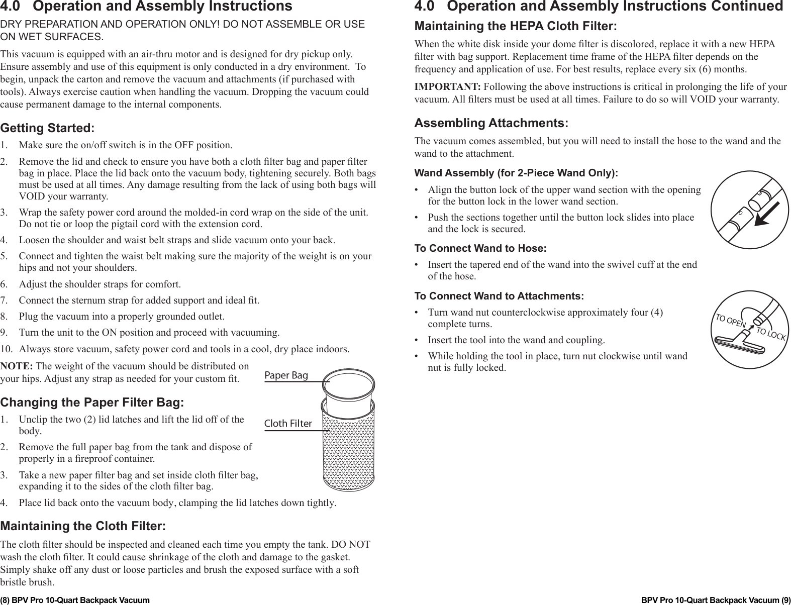 Page 8 of 8 - Minuteman-backpack-series-vacuum-parts-and-operator-manual