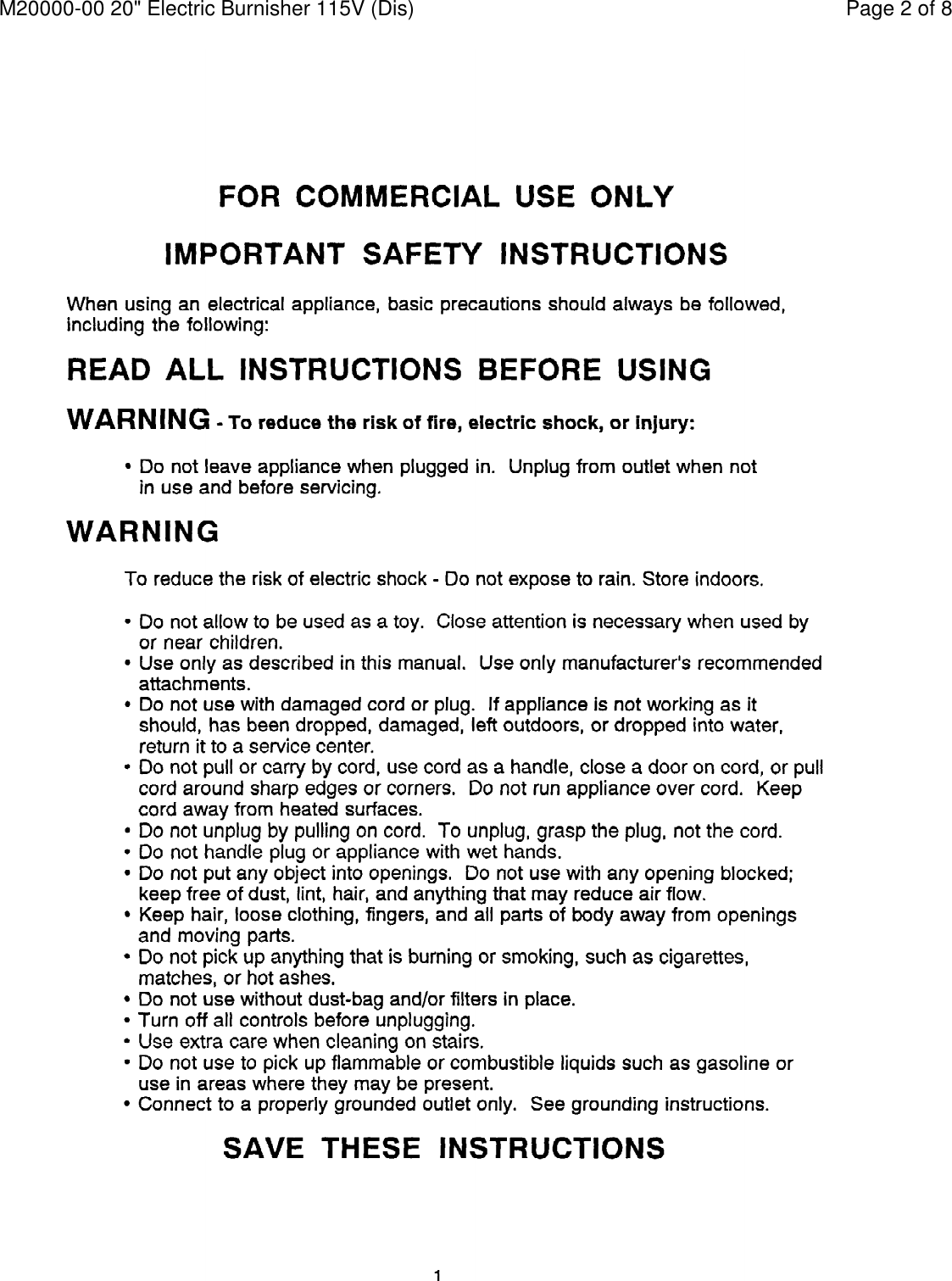 Page 2 of 8 - Diagram And/or PartsList  Minuteman-m2000-walk-behind-electric-floor-burnisher-parts-and-operator-manual