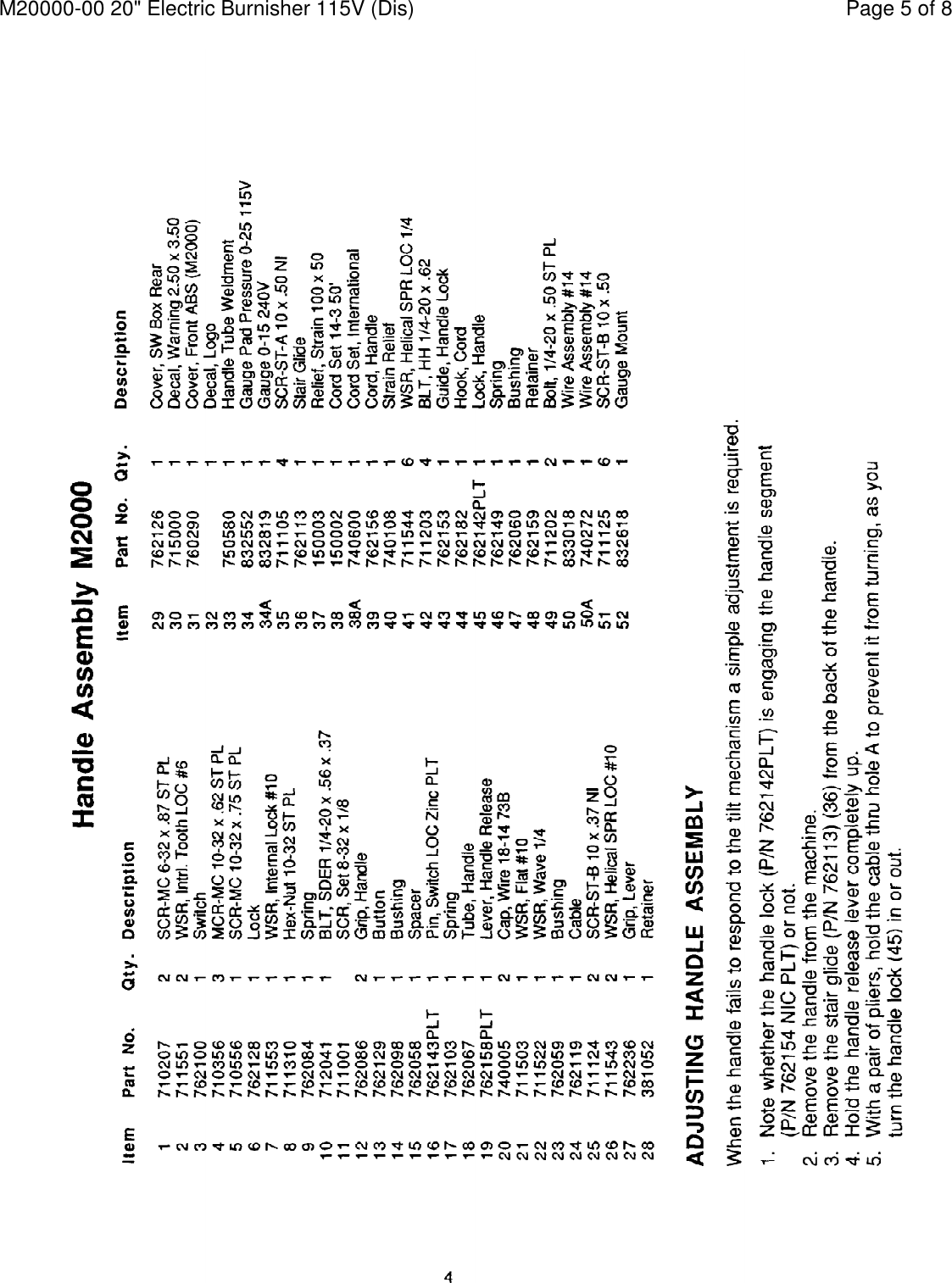 Page 5 of 8 - Diagram And/or PartsList  Minuteman-m2000-walk-behind-electric-floor-burnisher-parts-and-operator-manual