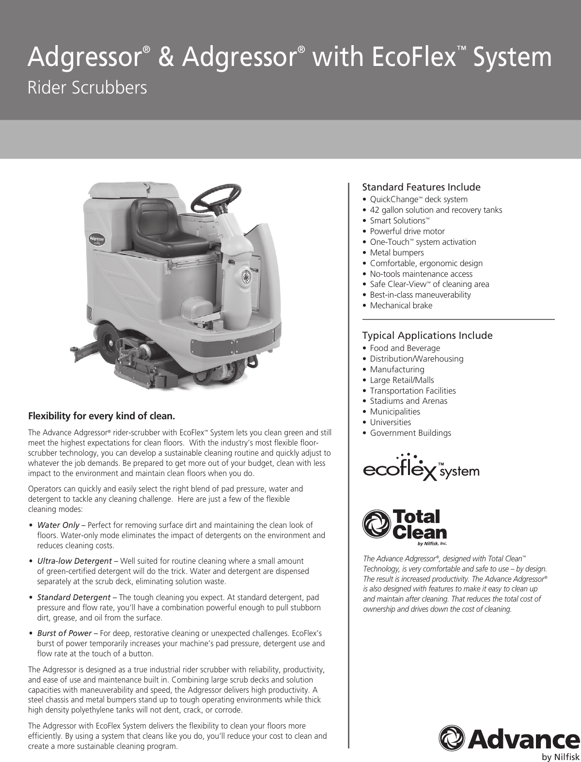 Page 1 of 2 - Nilfisk-advance-adgressor-ride-on-floor-scrubber-industrial-specifications