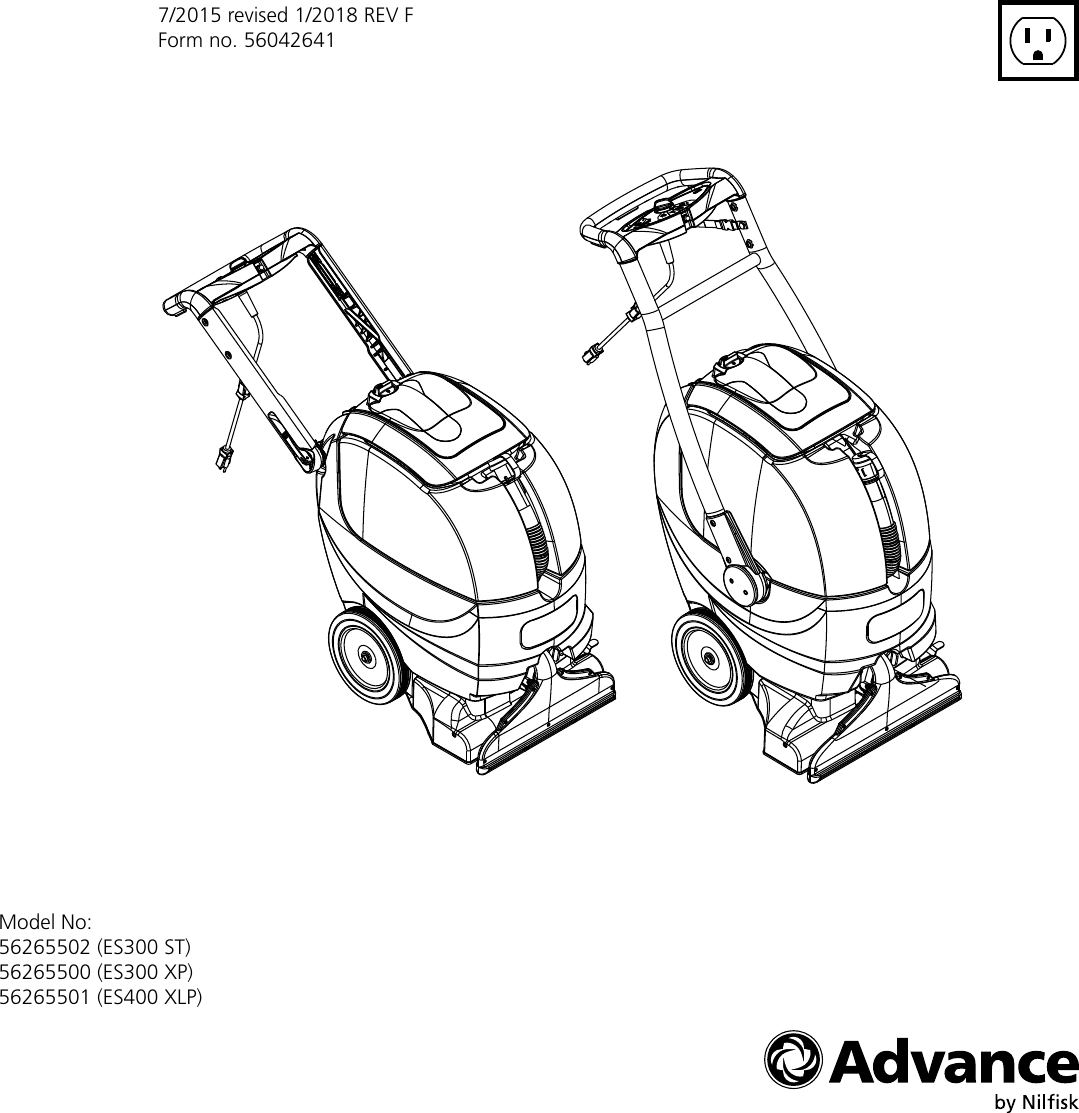 56042641 Nilfisk advance es300 es400 carpet extractor parts and