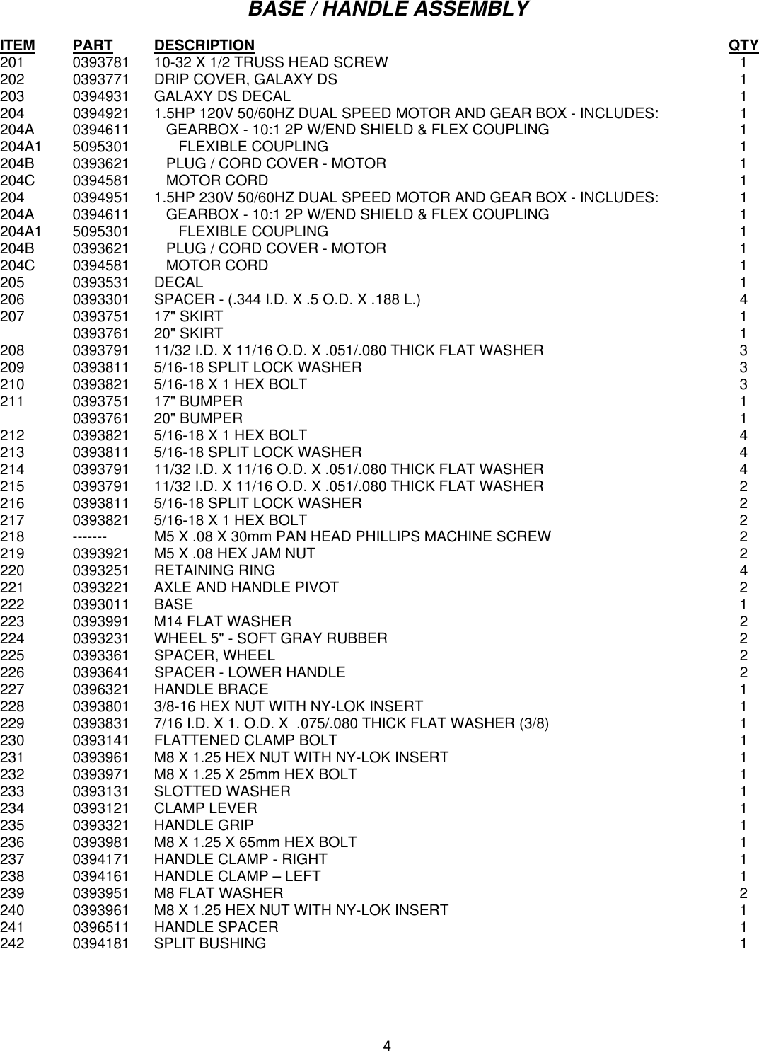 Page 4 of 8 - 9090377 Galaxy DS Floor Machine Illustrated Parts Book  Nss-galaxy-ds-walk-behind-floor-machine-parts-manual