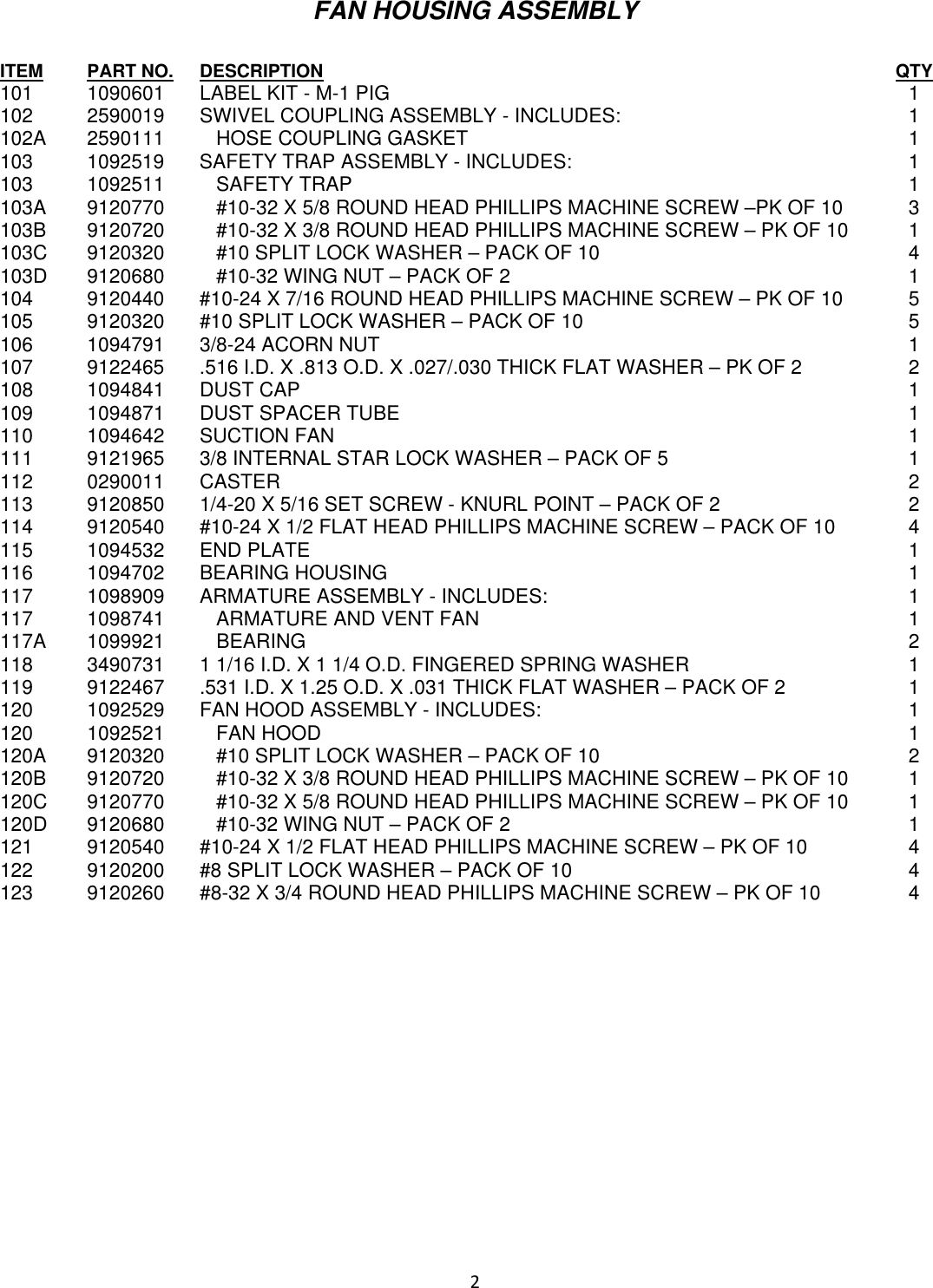 Page 2 of 8 - 9091006 - M-1 Pig Illustrated Parts Book  Nss--m1-pig-wet-dry-vac-parts-manual