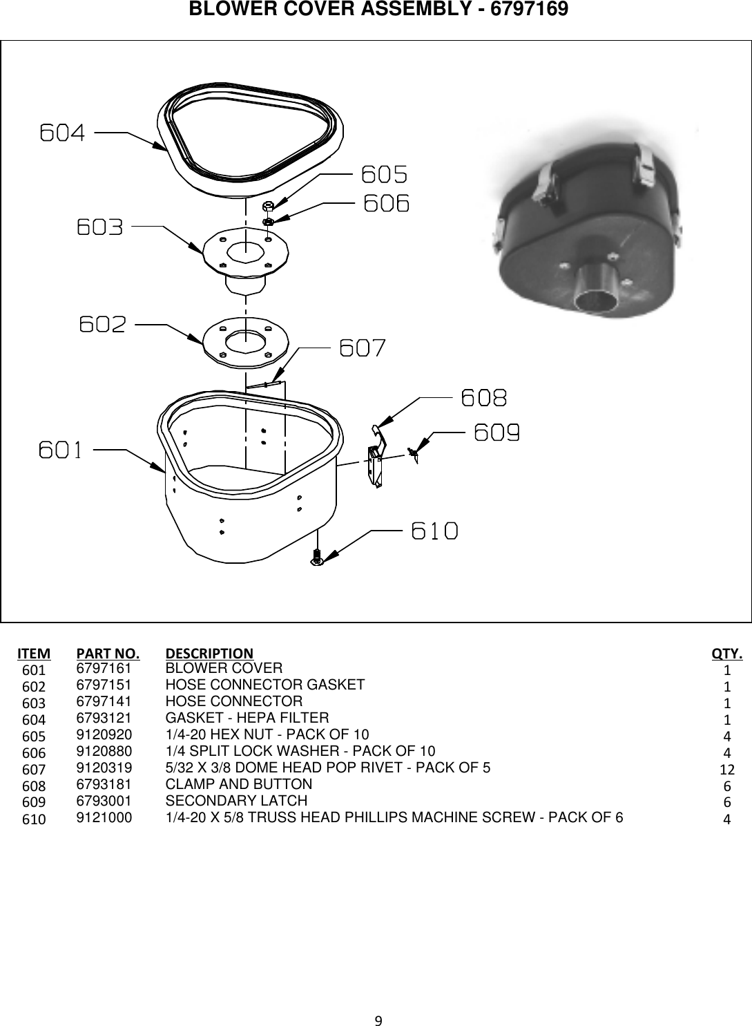 Page 9 of 12 - 9096703 Outlaw BV Illustrated Parts Book  Nss-outlaw-bv-dry-vacuum-parts-manual