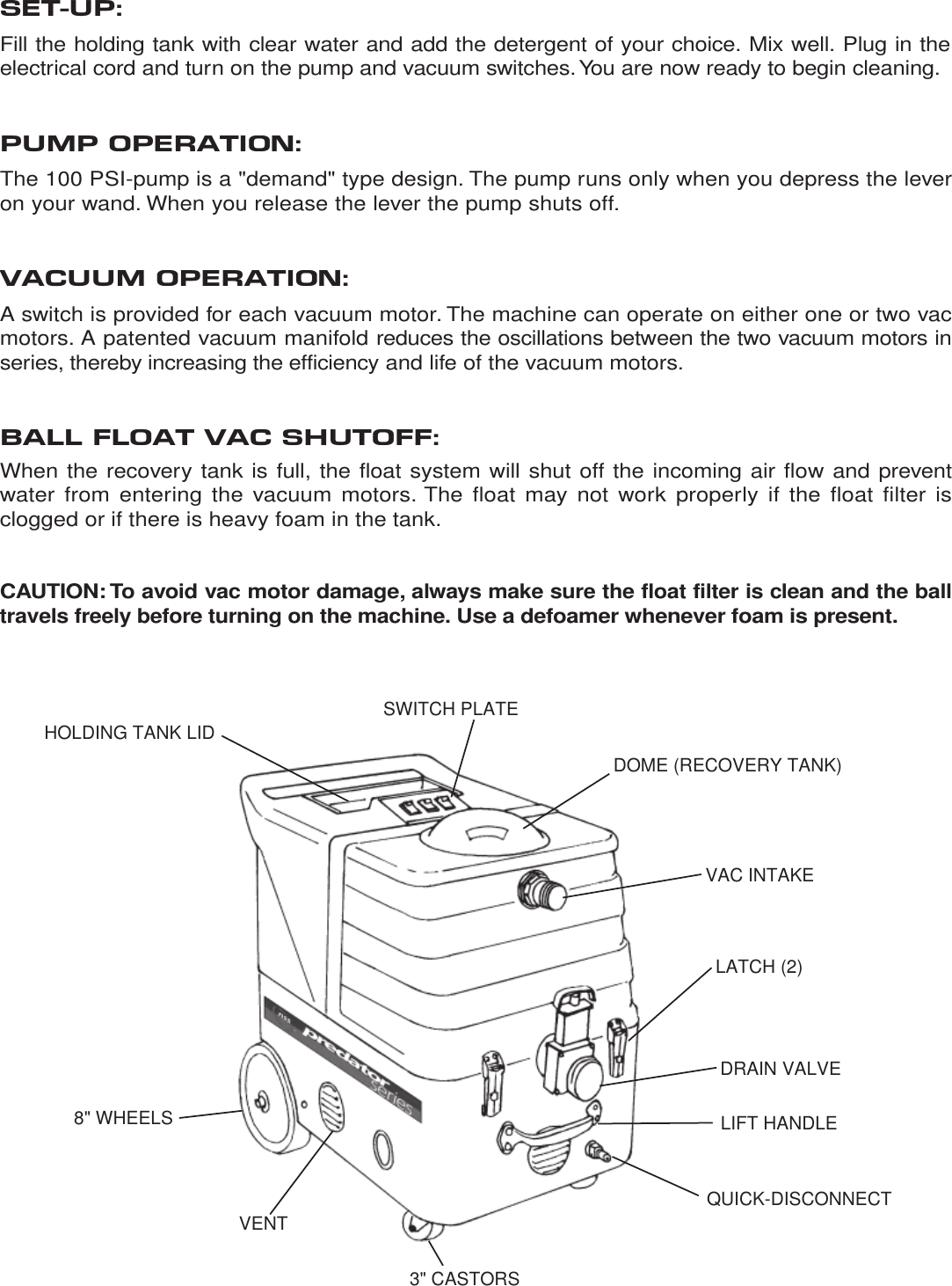 Page 3 of 8 - Nss-predator-cxc100-carpet-extractor-parts-and-operator-manual