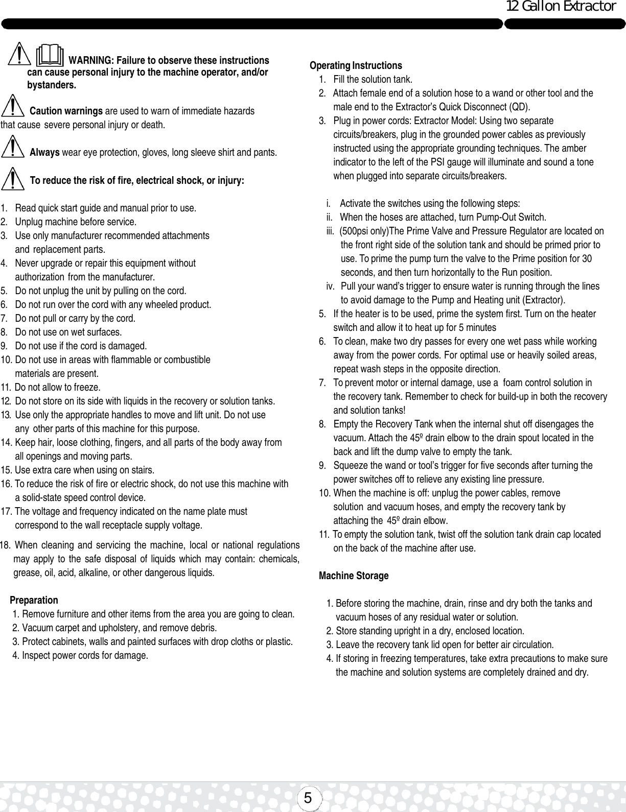 Page 5 of 8 - 9094028 Rally 220, 220H & 500H Operation Manual  Nss-rally-500h-carpet-extractor-operator-manual