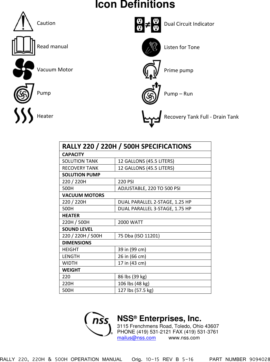 Page 8 of 8 - 9094028 Rally 220, 220H & 500H Operation Manual  Nss-rally-500h-carpet-extractor-operator-manual