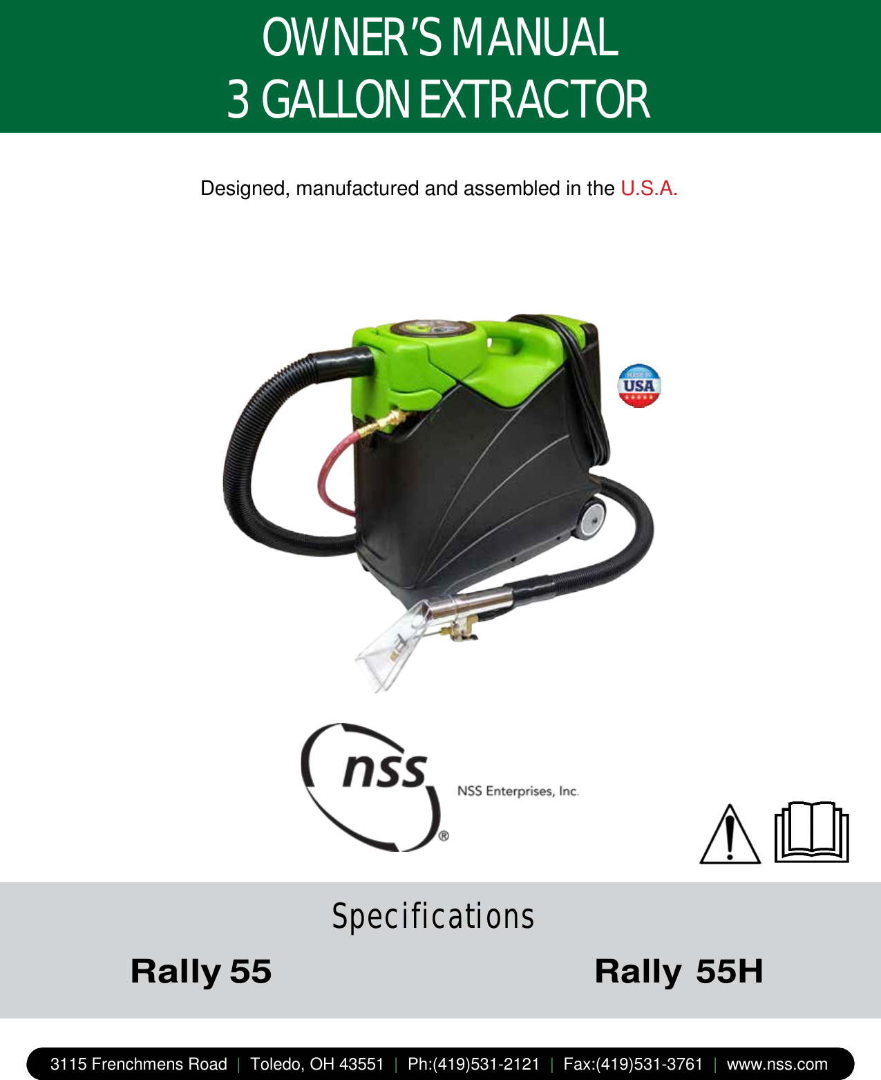 Page 1 of 8 - Nss-rally-55-carpet-extractor-operator-manual