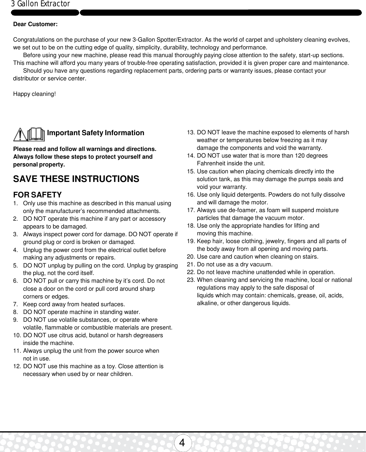 Page 4 of 8 - Nss-rally-55-carpet-extractor-operator-manual