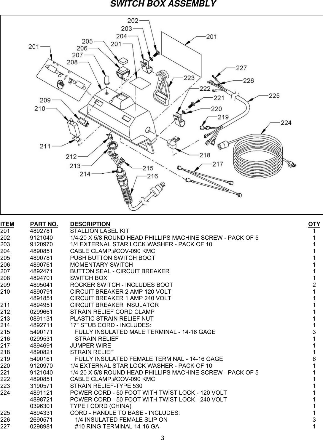 Page 3 of 12 - 9094818 Stallion 818 SC Illustrated Parts Book  Nss-stallion-818sc-carpet-extractor-parts-manual