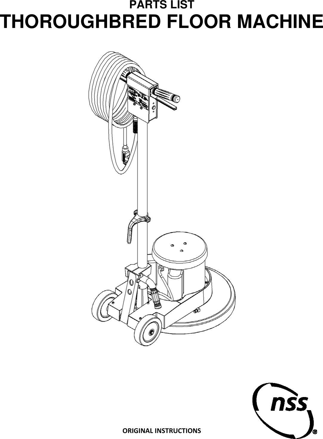 9095016 Thoroughbred Floor Machine Illustrated Parts Book Nss walk