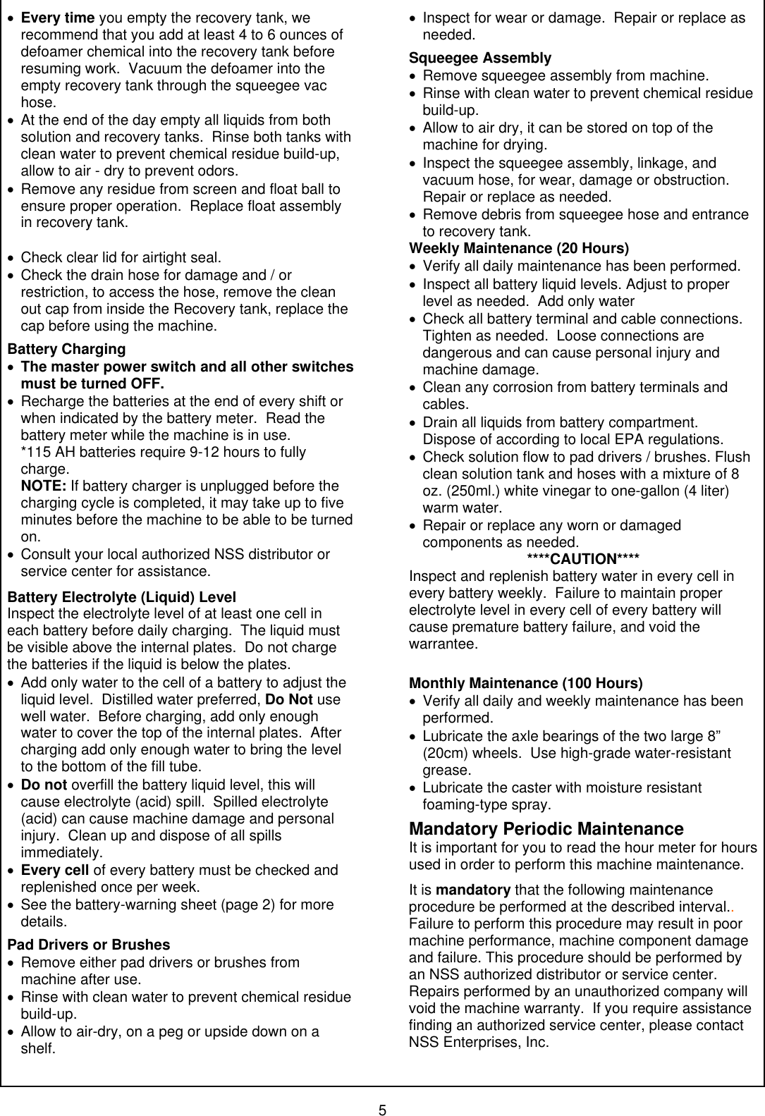 Page 5 of 8 - 9092007 Wrangler 1708-2008 AB Operation Manual Nss-wrangler-1708-2008-walk-behind-floor-scrubber-operator-manual