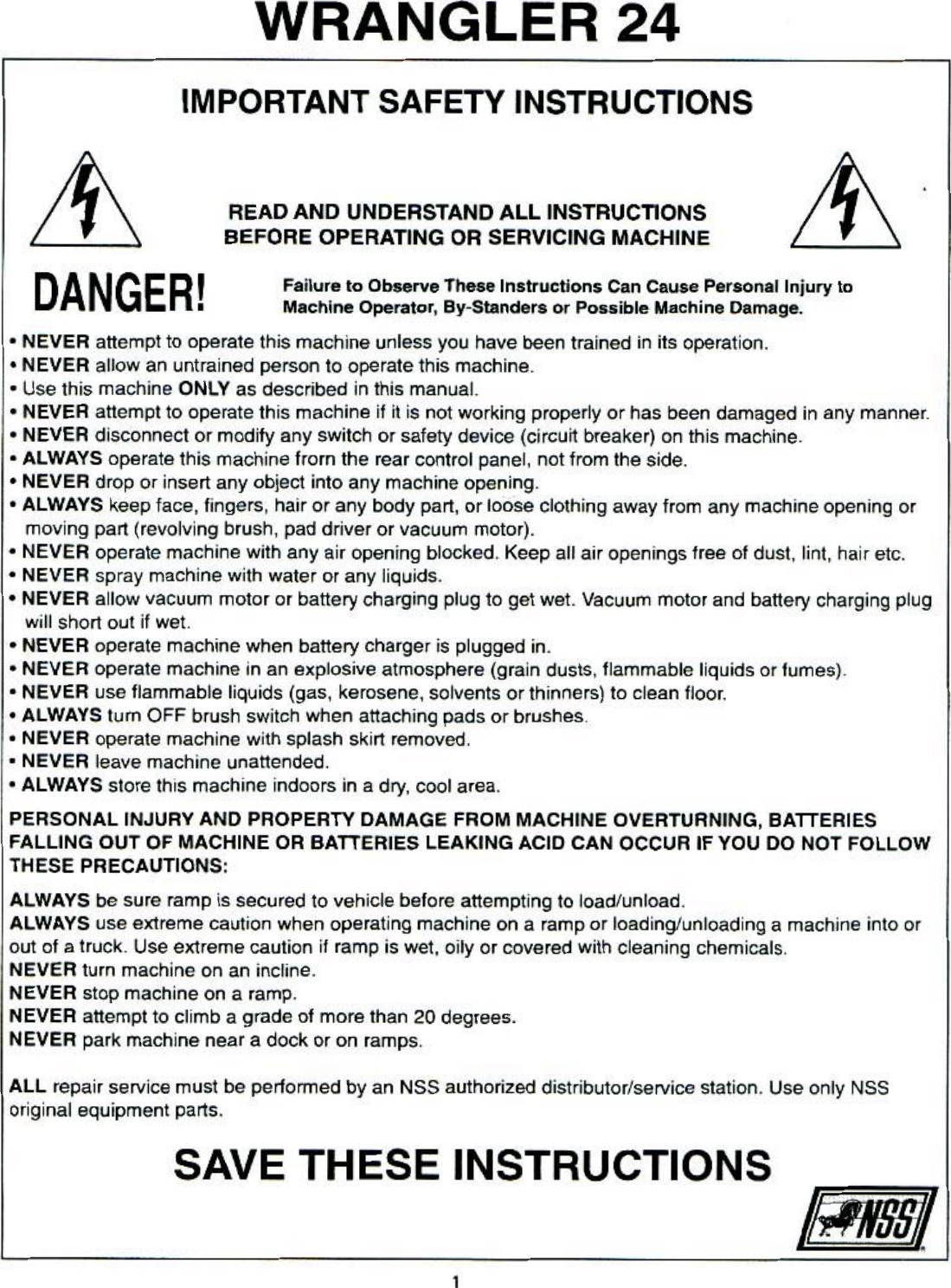 Page 1 of 12 - 9092406 Wrangler 24 Illustrated Parts Book Rev A.pmd  Nss-wrangler-24-walk-behind-floor-scrubber-parts-manual