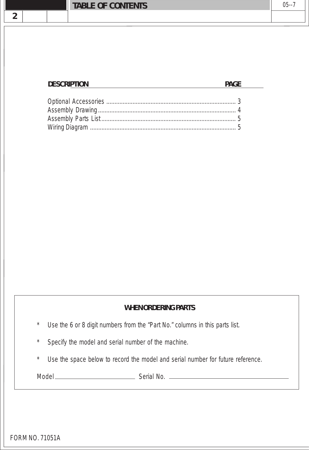Page 2 of 6 - 71051A.pmd  Pacesetter Parts Manual