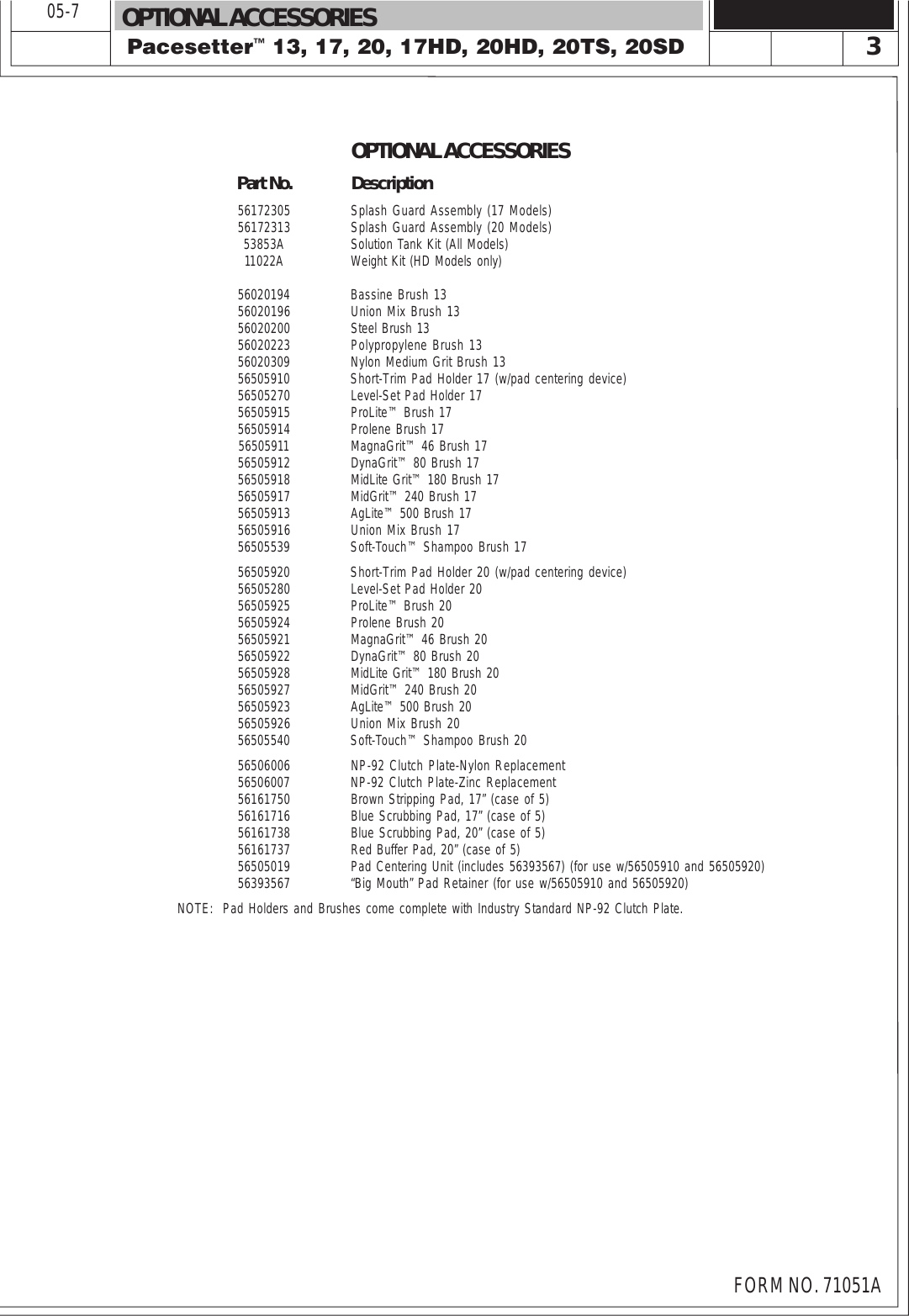 Page 3 of 6 - 71051A.pmd  Pacesetter Parts Manual