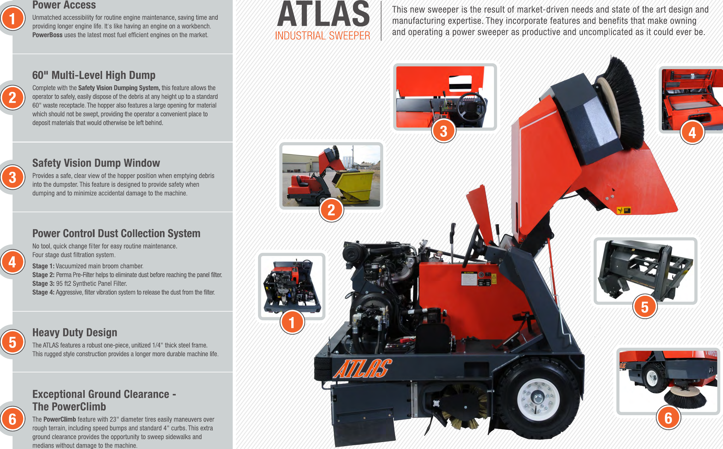 Powerboss atlas ride on floor sweeper brochure specifications