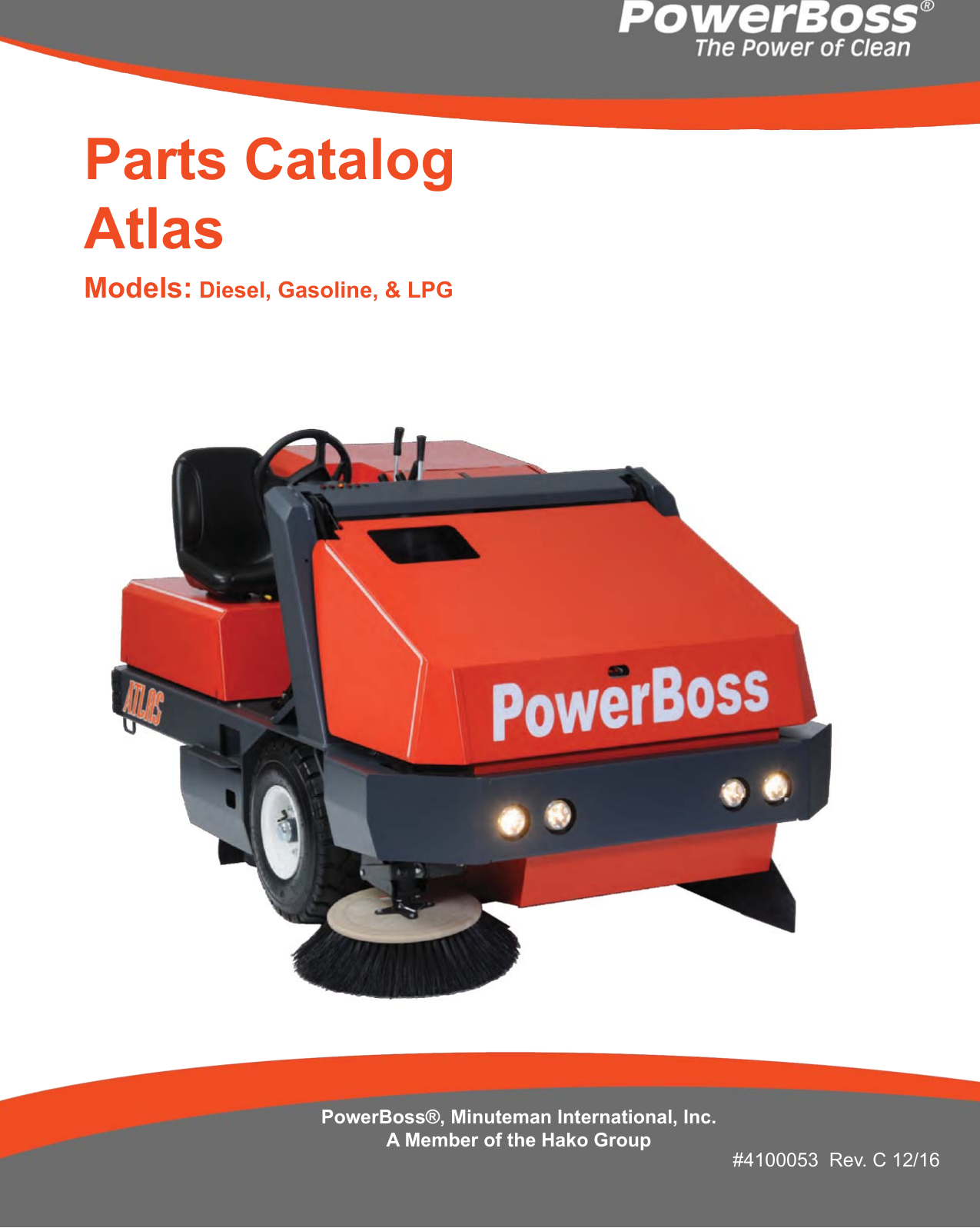 4100053 Parts Catalog Atlas Rev C Powerboss ride on floor sweeper manual