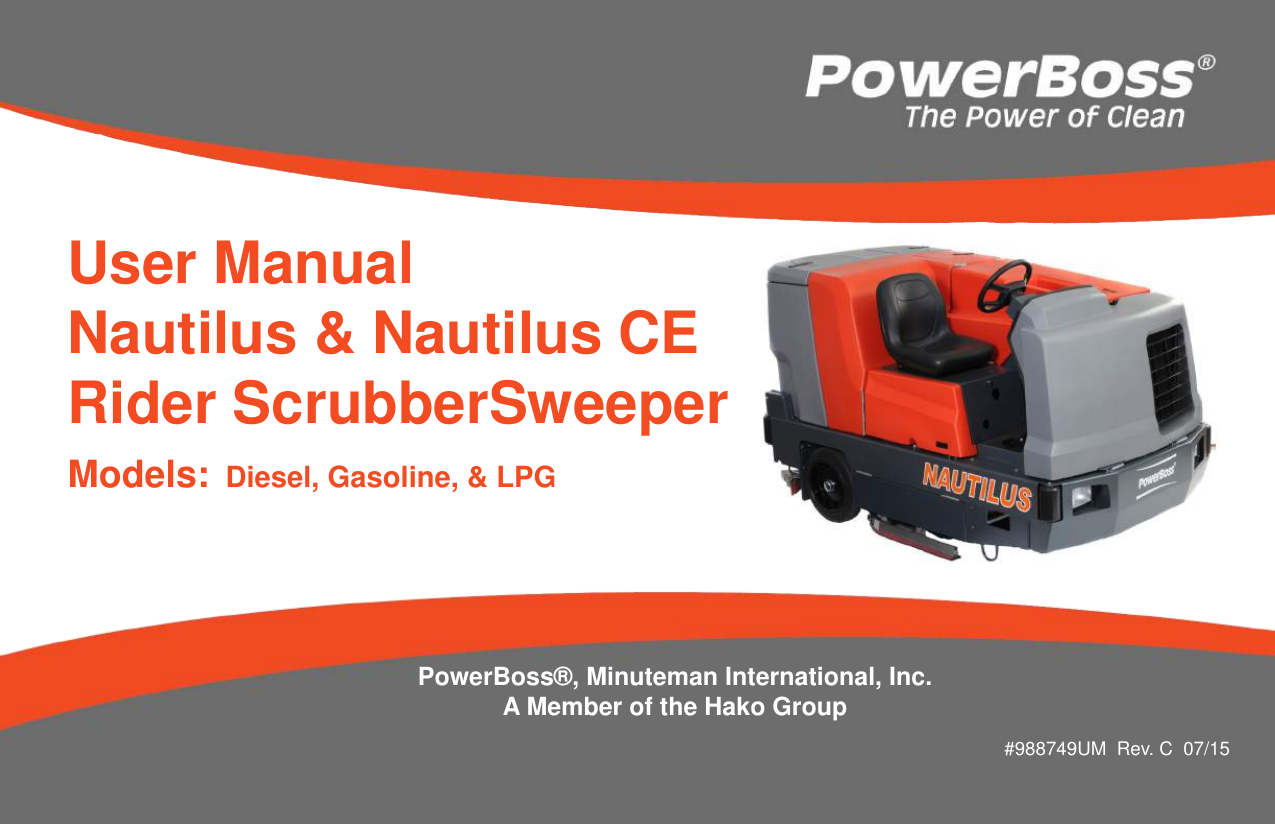Powerboss nautilus ride on sweeper scrubber parts manual