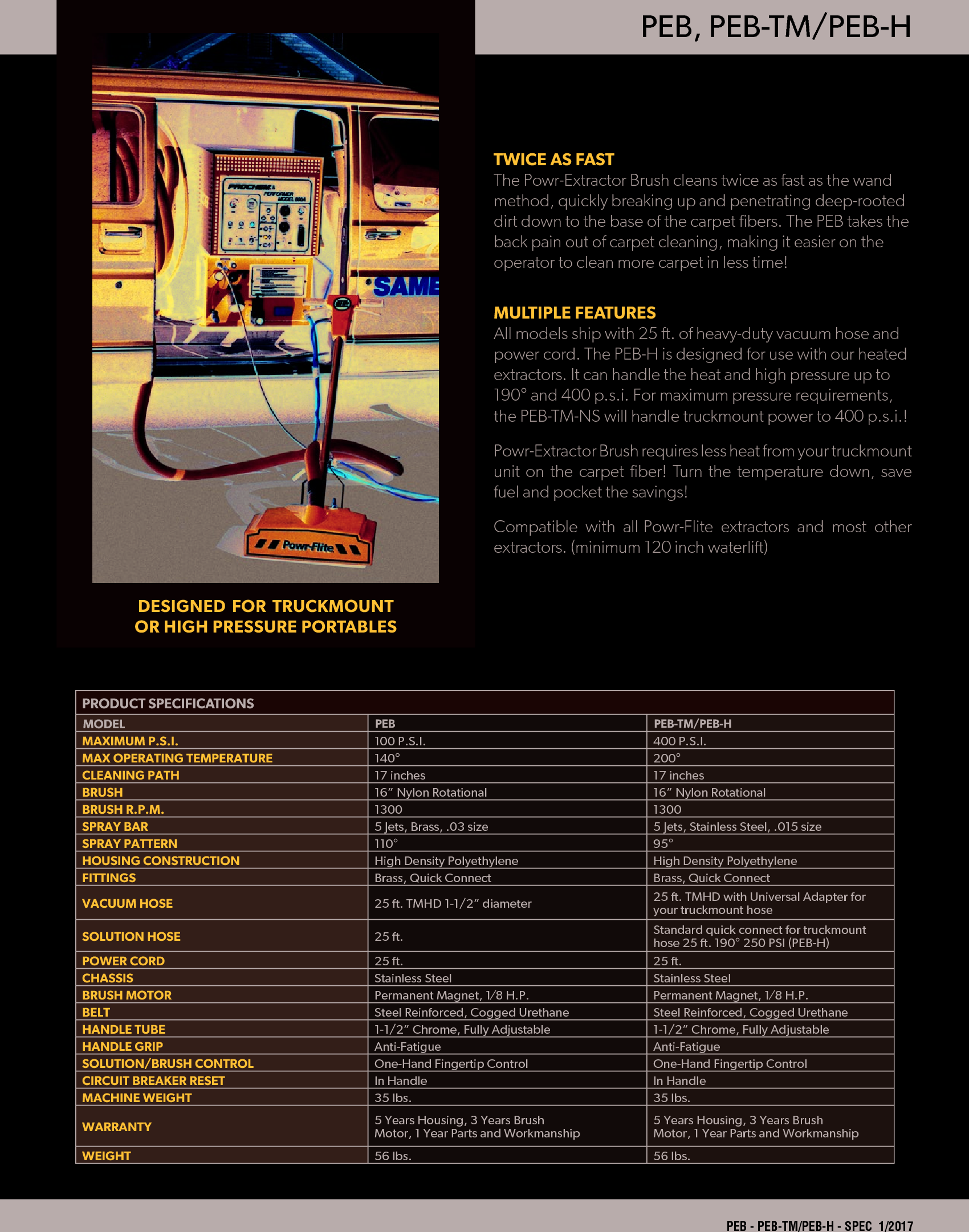 Page 2 of 2 - Sweepscrub Powr-Flite-Peb-Carpet-Extractor-Specifications User Manual