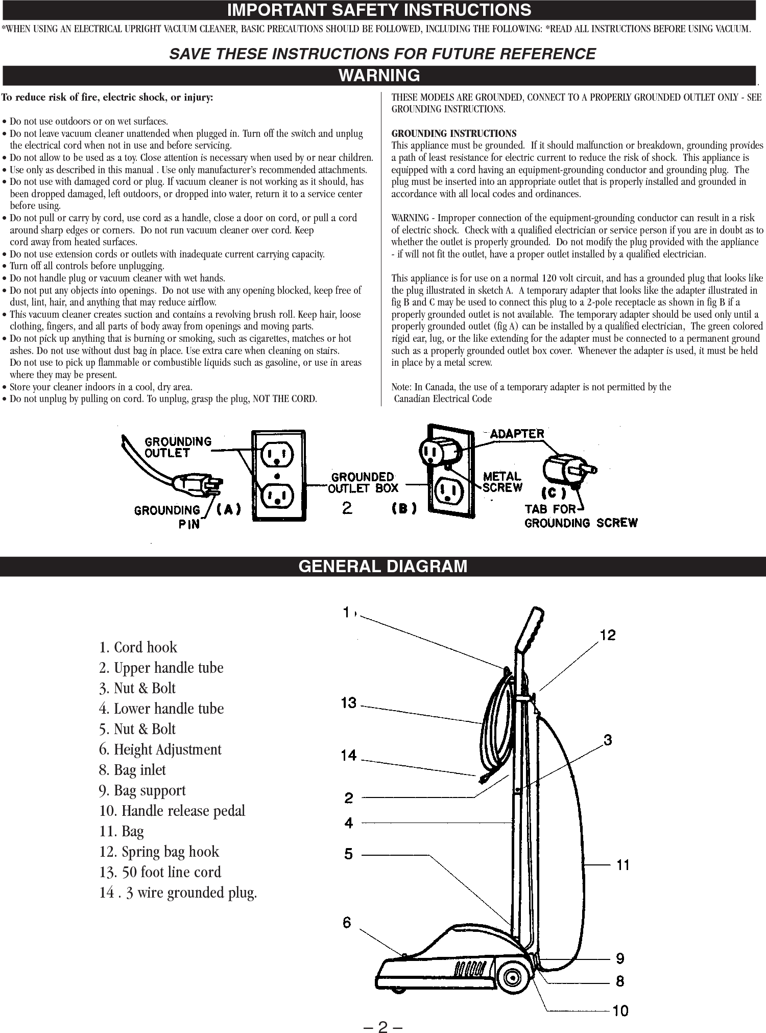Page 2 of 8 - Sweepscrub Powr-Flite-Pf1886-1887-Vacuum-Operators-Manual User Manual