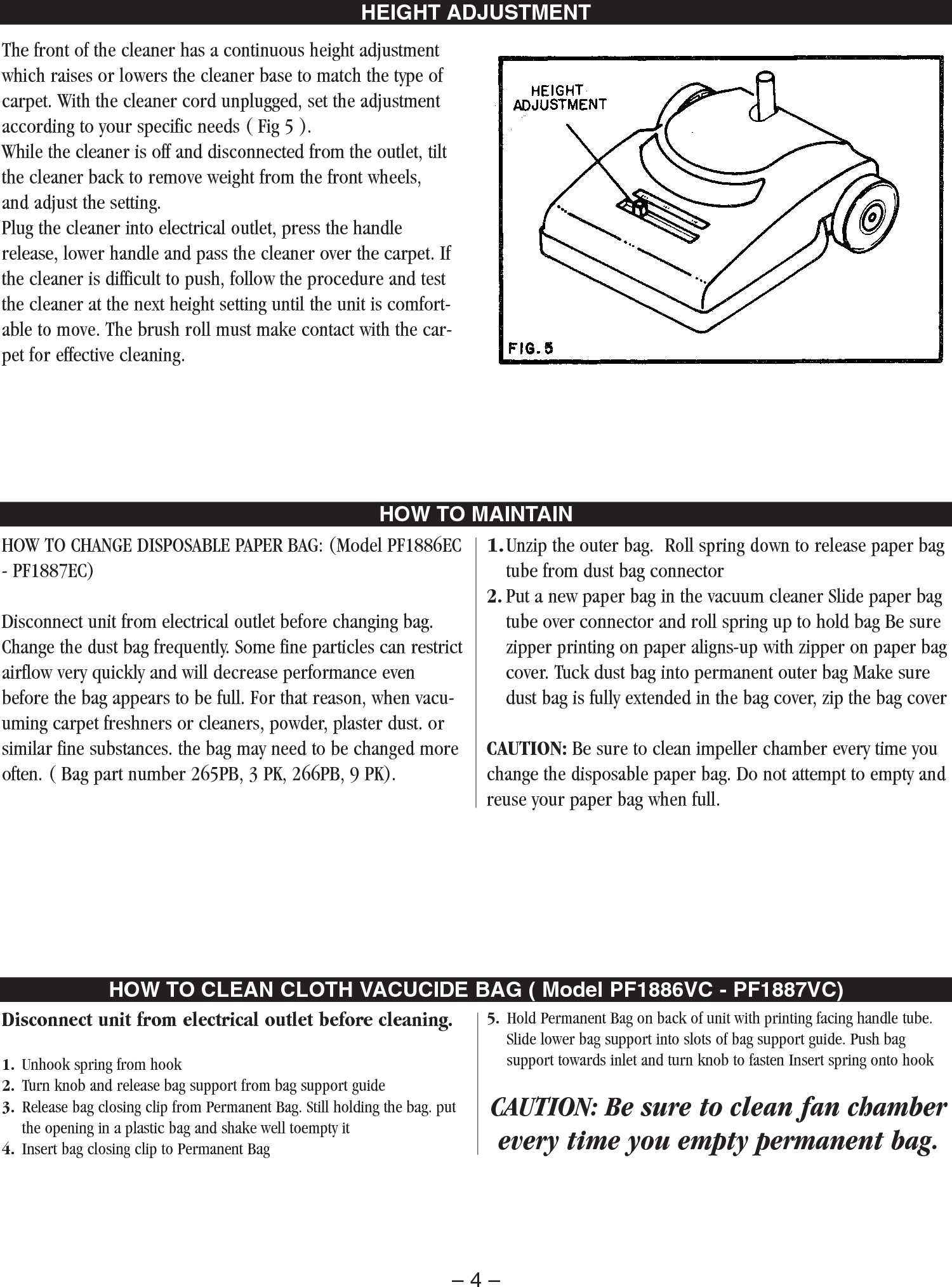 Page 4 of 8 - Sweepscrub Powr-Flite-Pf1886-1887-Vacuum-Operators-Manual User Manual