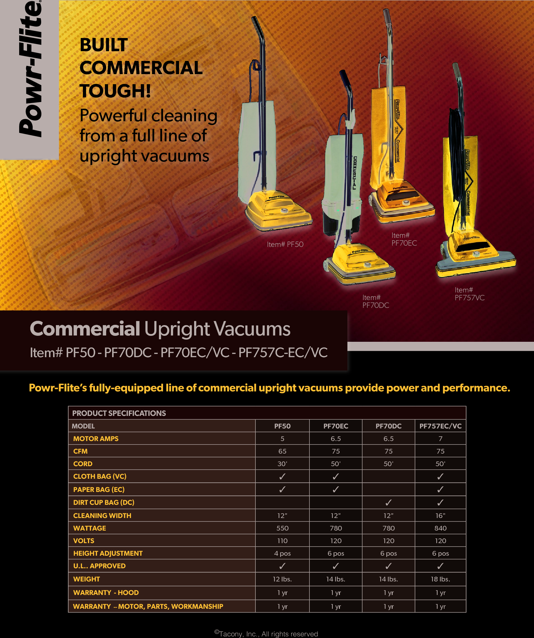 Page 1 of 4 - Sweepscrub Powr-Flite-Pf50-70-757-Vacuum-Specifications User Manual