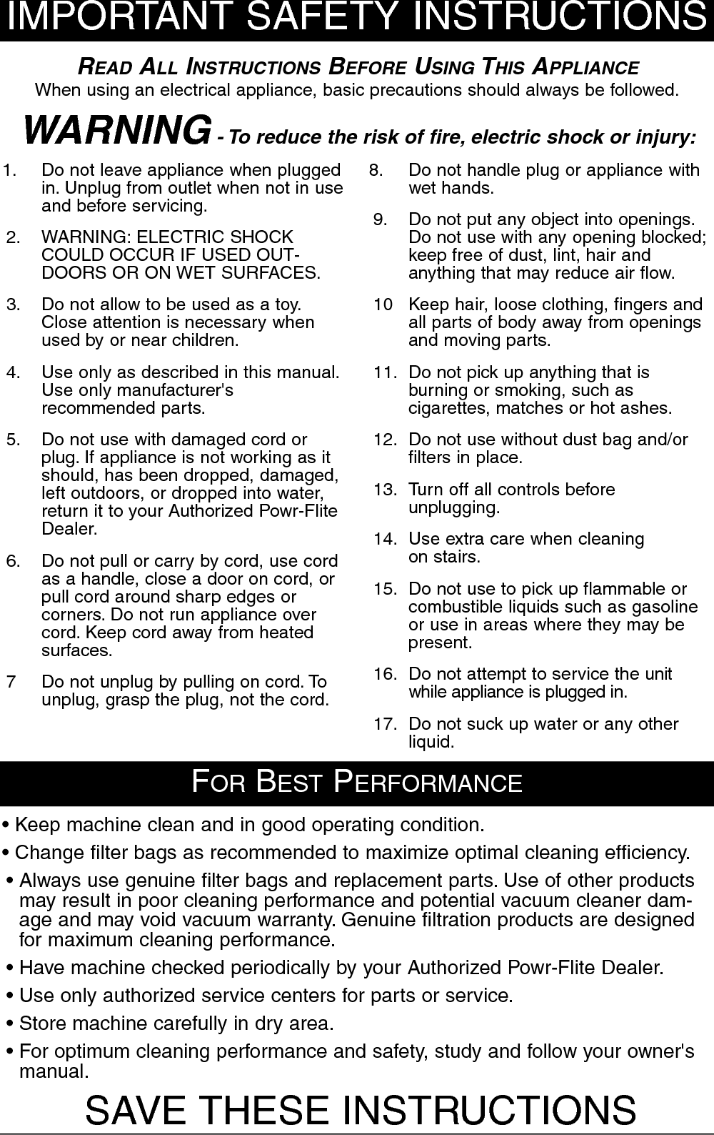 Page 3 of 10 - Sweepscrub Powr-Flite-Pf60-Vacuum-Operators-Manual PF60 Manual User