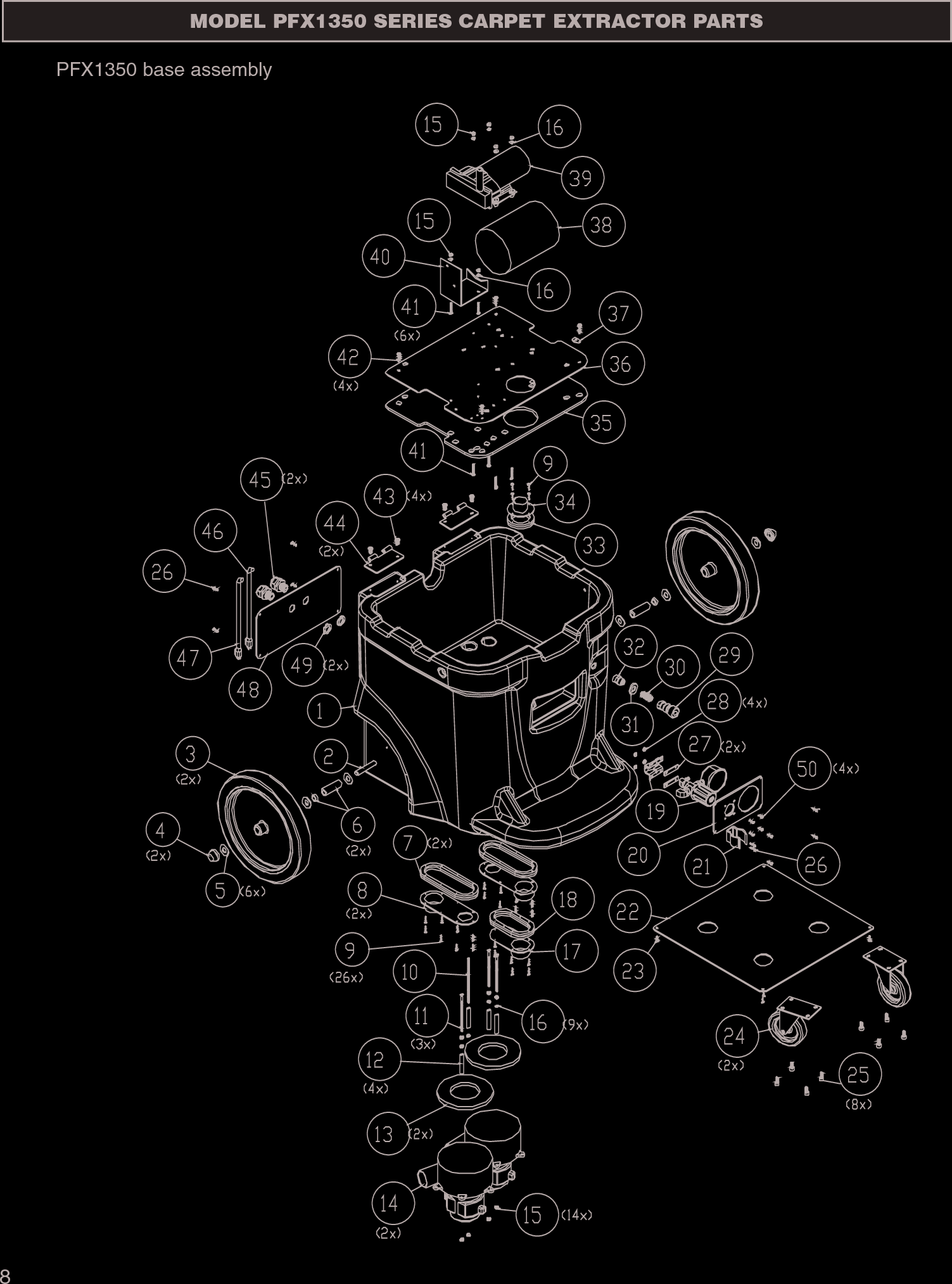 Page 2 of 7 - Sweepscrub Powr-Flite-Pfx1350-Carpet-Extractor-Parts-List User Manual