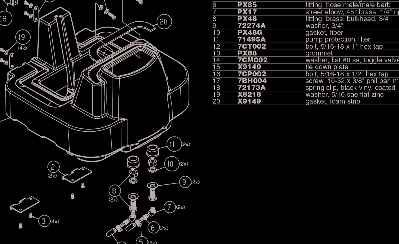 Page 3 of 7 - Sweepscrub Powr-Flite-Pfx1350-Carpet-Extractor-Parts-List User Manual