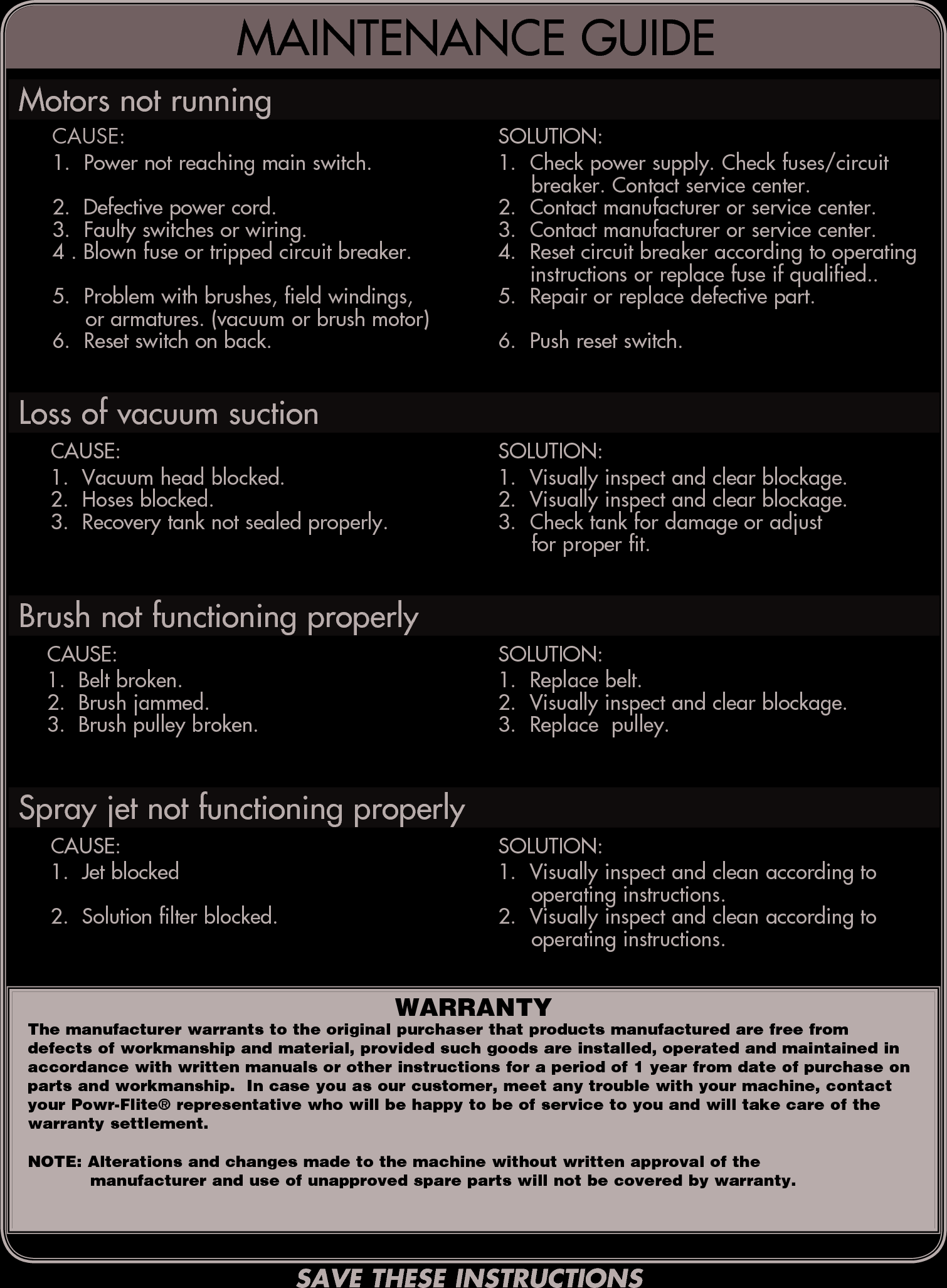 Page 10 of 10 - Sweepscrub Powr-Flite-Pfx3S-Carpet-Extractor-Operators-Manual User Manual