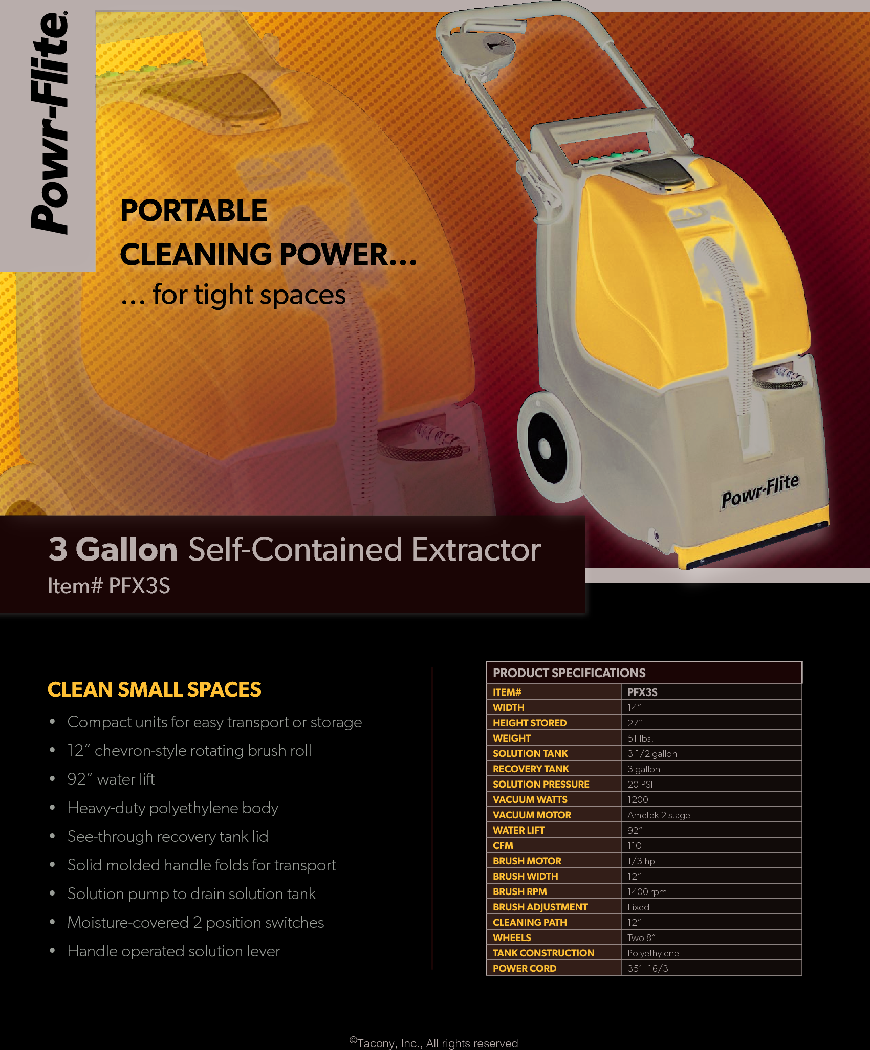 Page 1 of 1 - Sweepscrub Powr-Flite-Pfx3S-Carpet-Extractor-Specifications User Manual