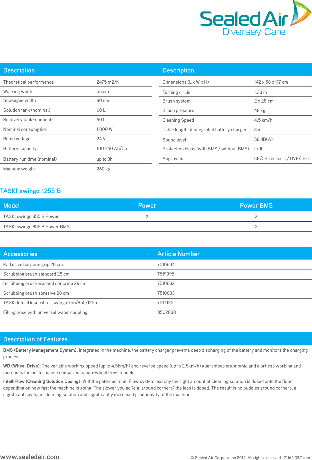 Page 2 of 2 - Sweepscrub Taski-Swingo-1255B-Walk-Behind-Floor-Scrubber-Specifications User Manual