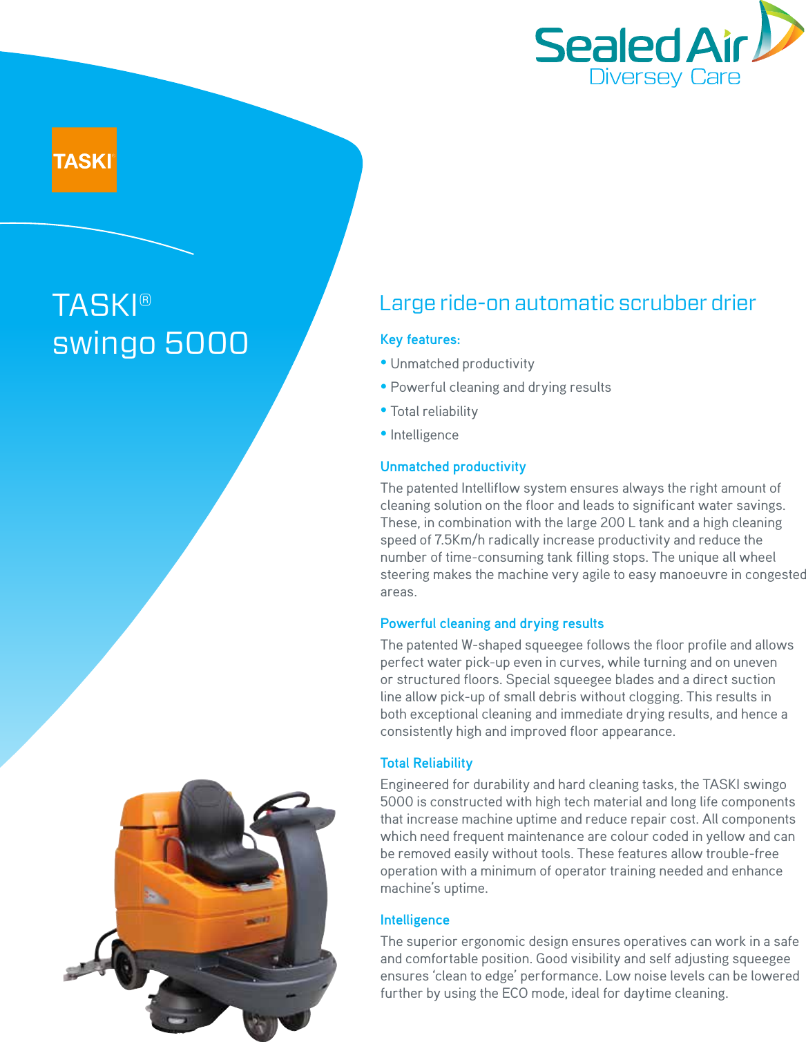 Page 1 of 2 - Sweepscrub Taski-Swingo-5000-Rider-Floor-Scrubber-Specifications User Manual