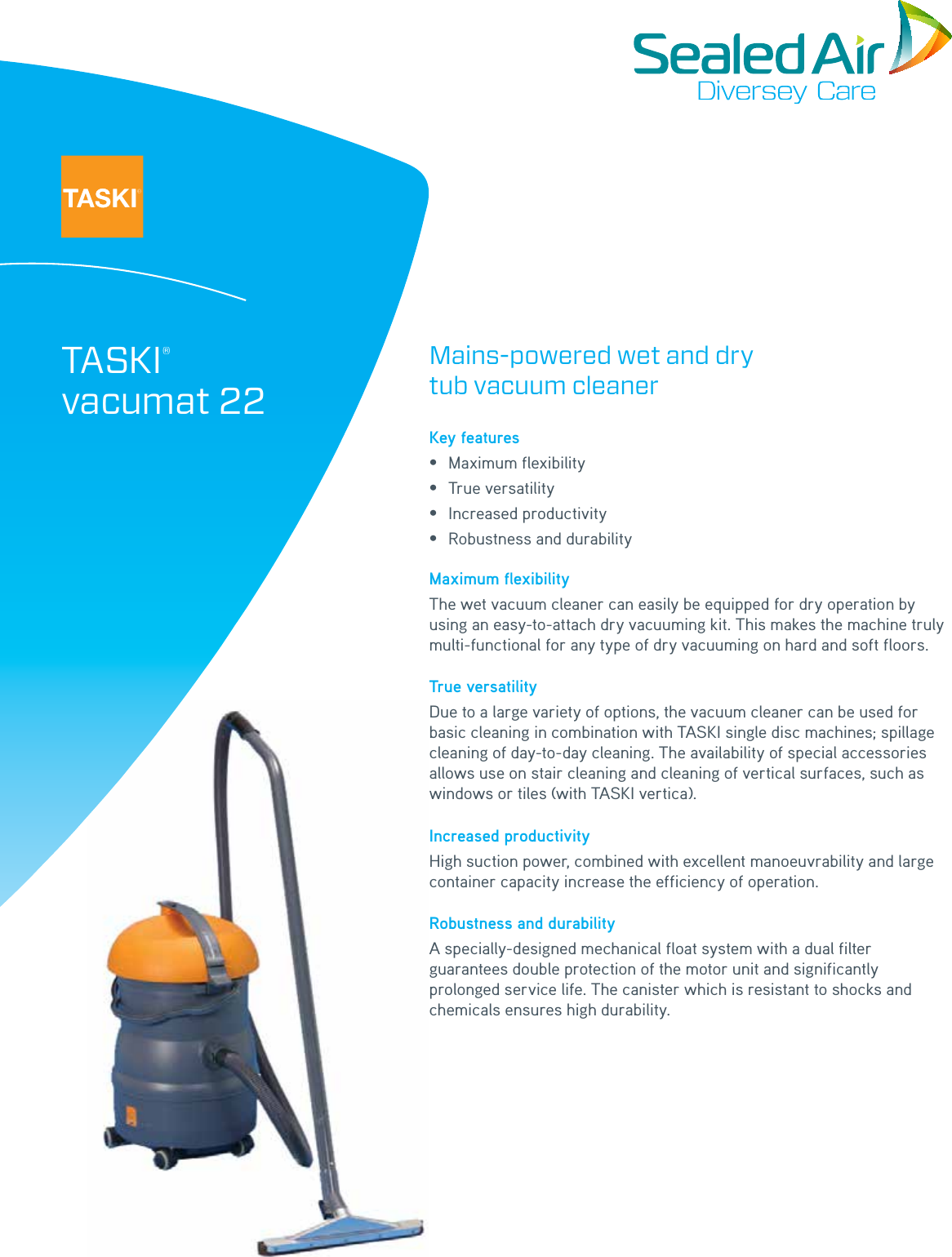 Page 1 of 2 - Sweepscrub Taski-Vacumat-22-Specifications User Manual