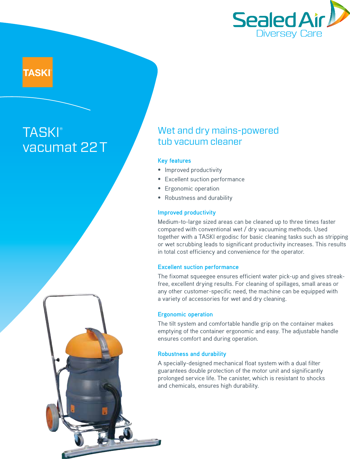 Page 1 of 2 - Sweepscrub Taski-Vacumat-22T-Specifications User Manual