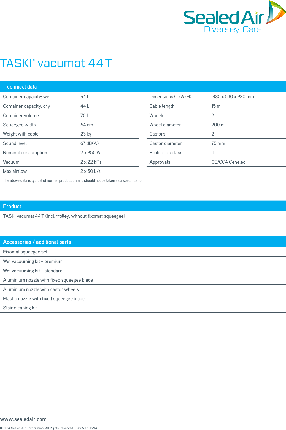 Page 2 of 2 - Sweepscrub Taski-Vacumat-44T-Specifications User Manual