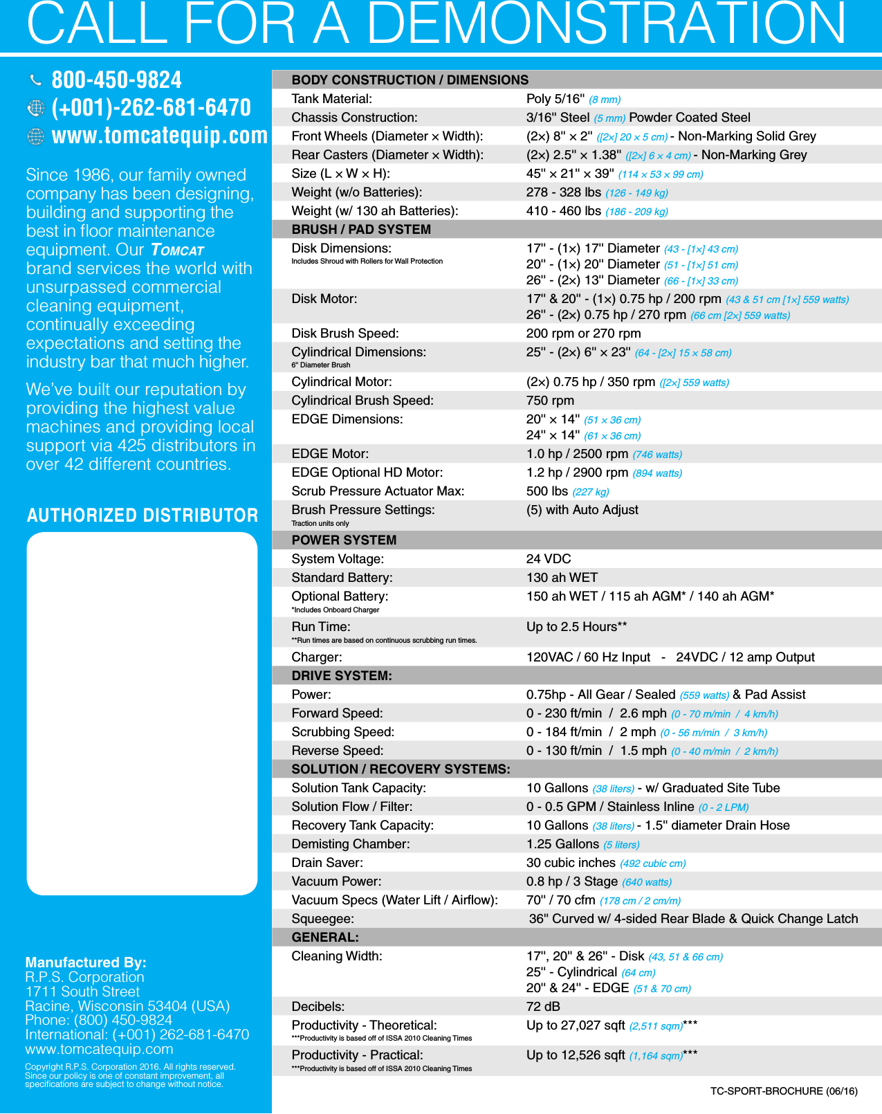 Page 4 of 4 - Tomcat-sport-walk-behind-floor-scrubber-operators-manual-brochure-specifications