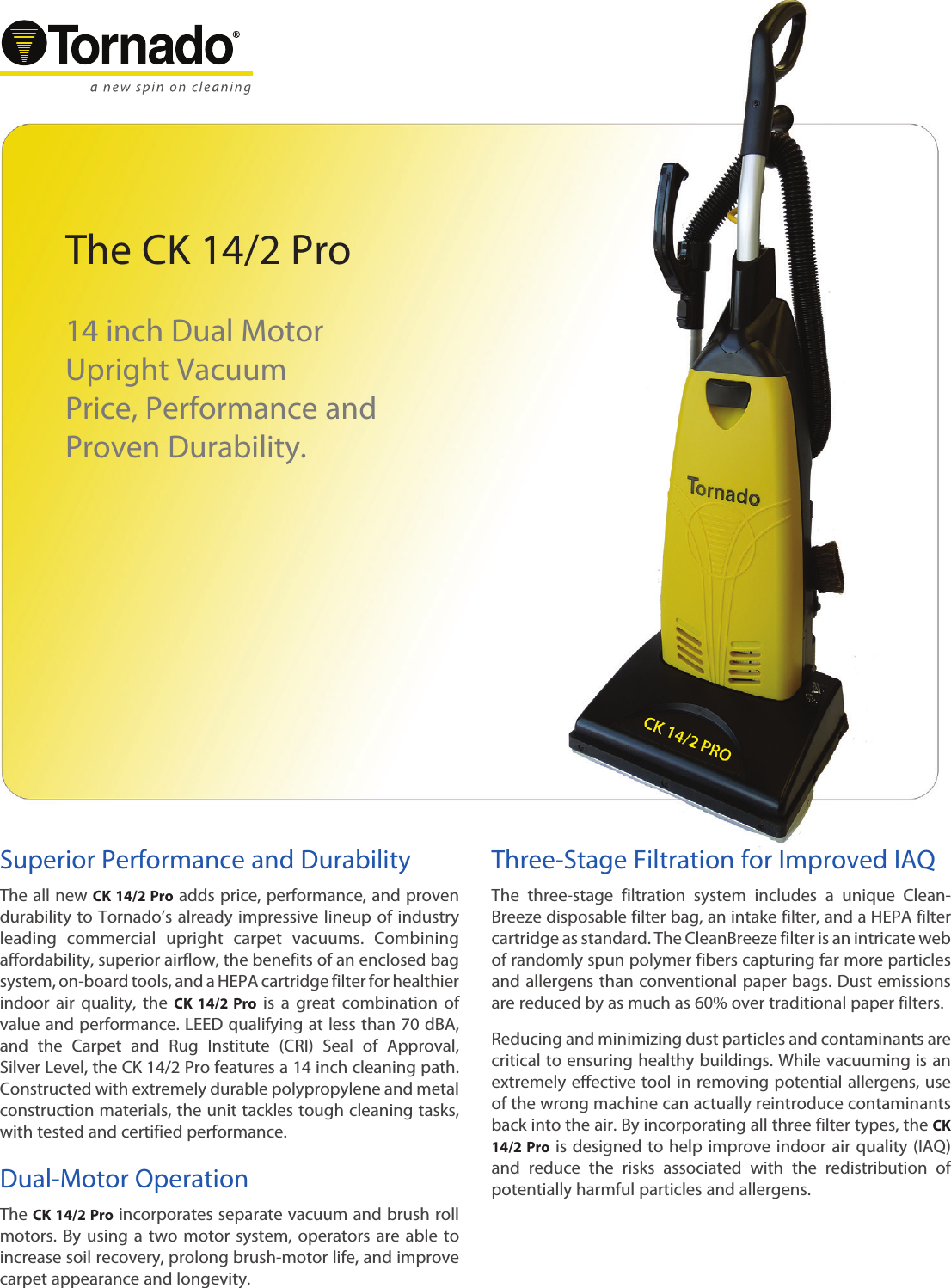 Page 1 of 2 - Torando-ck-14-2-pro-vacuum-cleaner-brochure-specifications