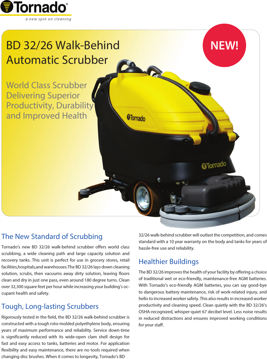 Page 1 of 2 - Tornado-bd-32-26-walk-behind-floor-scrubber-brochure-specifications