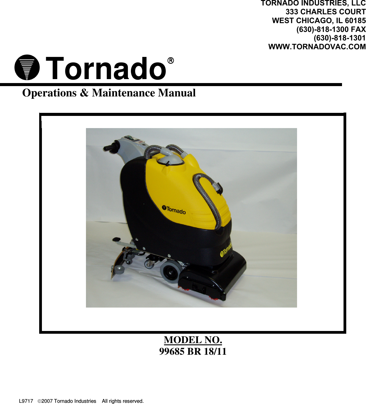 BR 18 11 Ops Tornado walk behind scrubbers operators manual