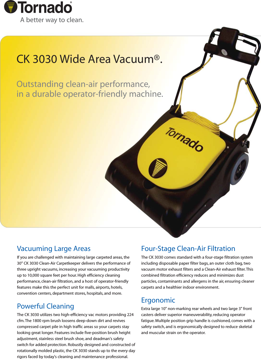 Page 1 of 2 - F2722_CK 3030.qrk  Tornado-ck-3030-vacuum-cleaner-brochure-specifications