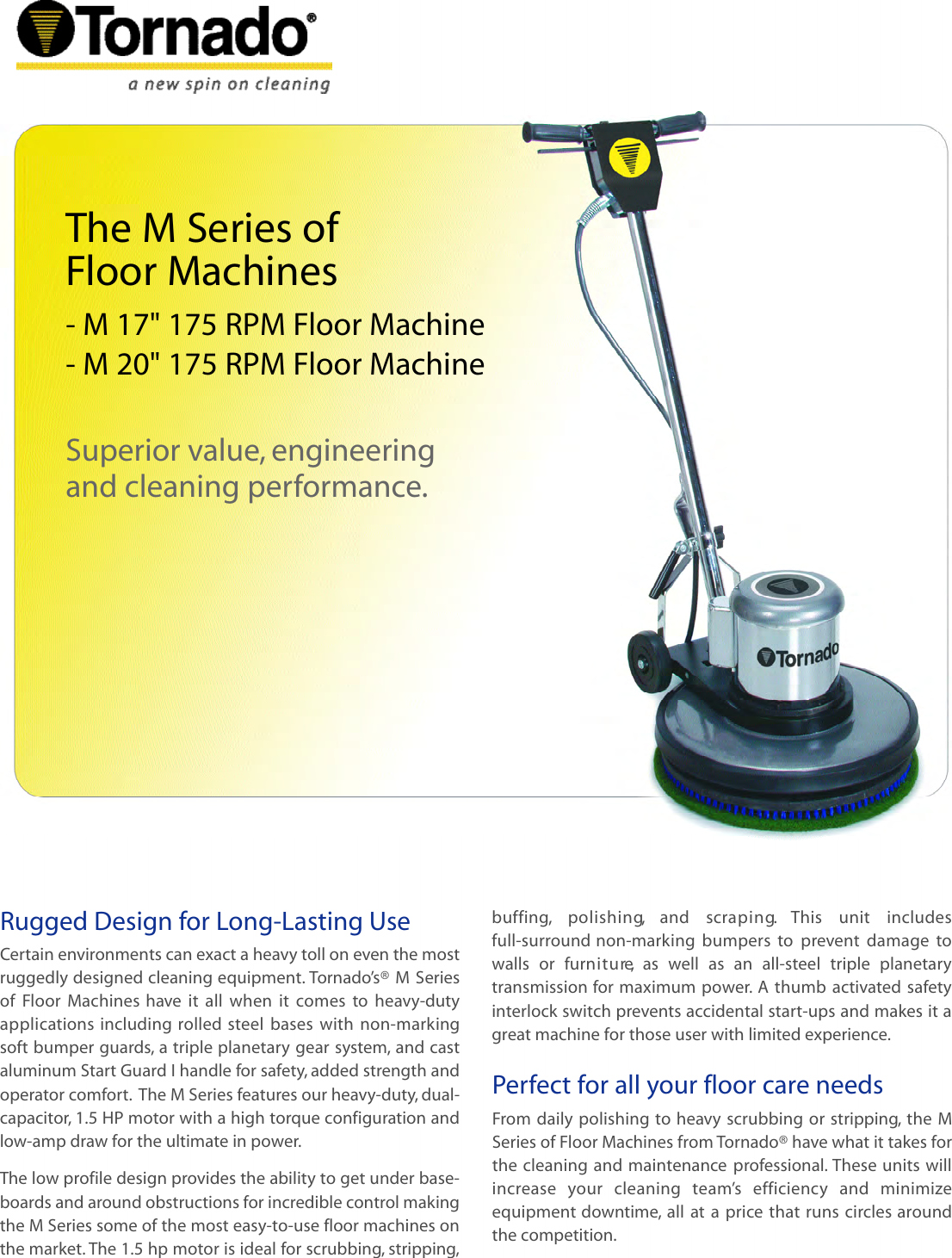 F4001_CK14 Tornado m series floor machines brochure specifications