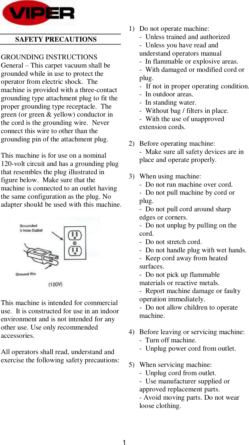 Page 3 of 12 - Viper-barracuda-cuda2600-vacuum-parts-and-operator-manual