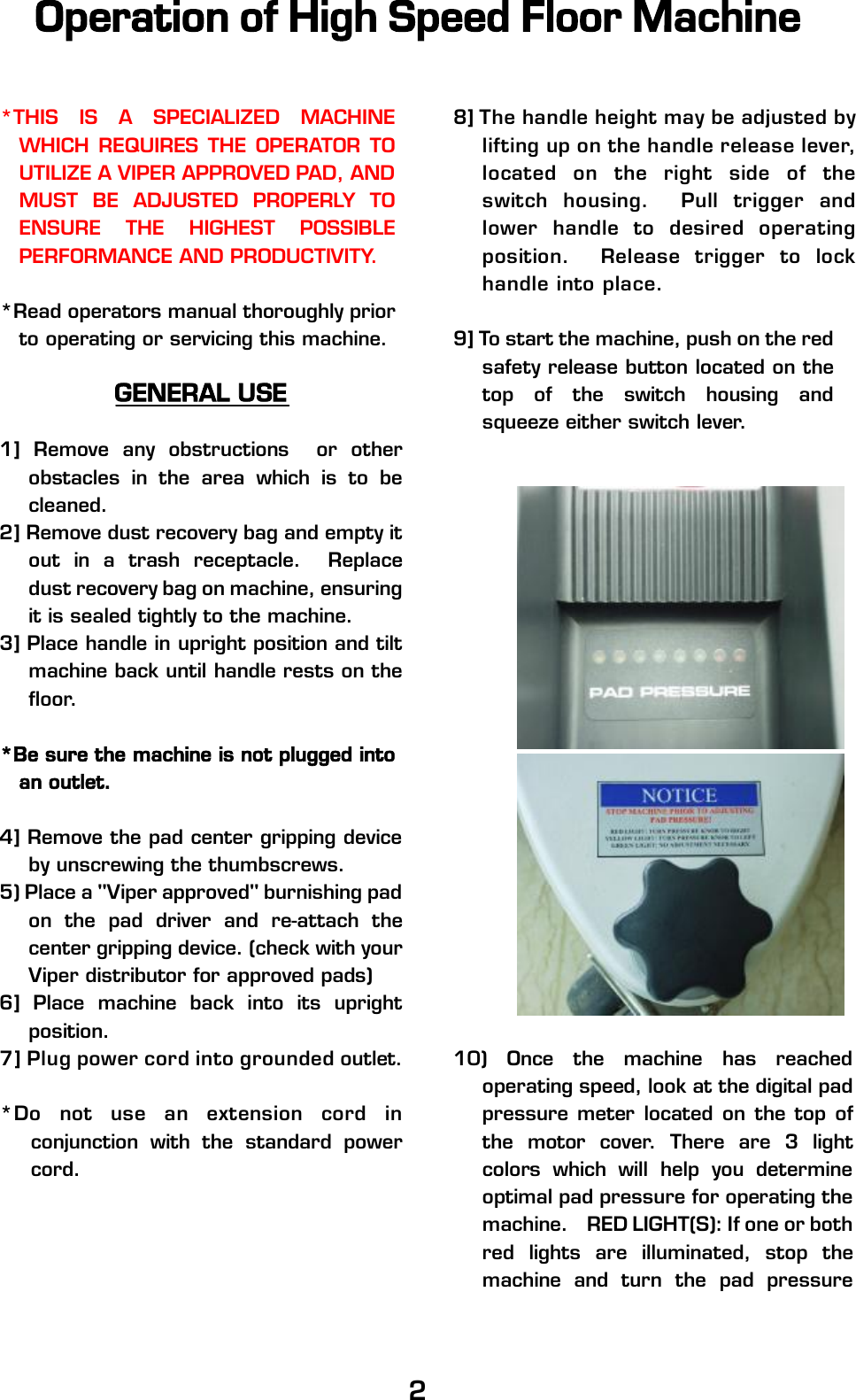 Page 4 of 12 - DR2500DC Manual  Viper-dragon-dr2000dc-floor-buffer-burnisher-parts-and-operator-manual