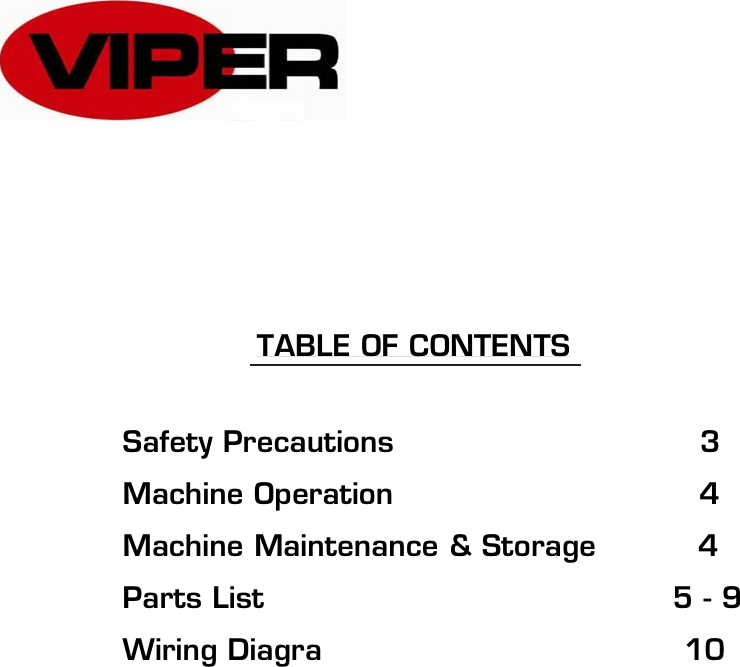 Page 2 of 10 - D  Viper-venom-vn1715-vn2015-low-speed-floor-buffer-parts-and-operators-manual